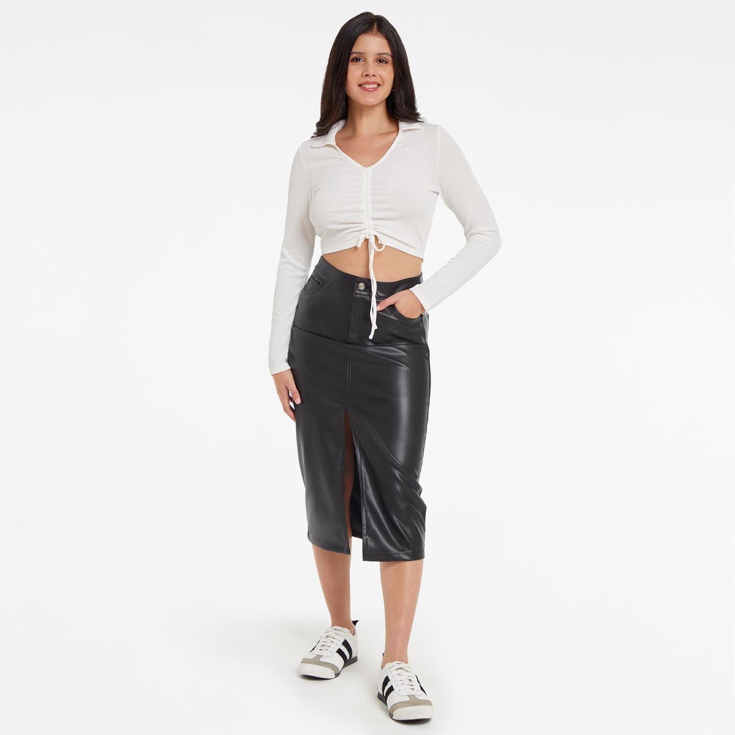 Falda Mujer Midi Negro Fashion´s Park-3