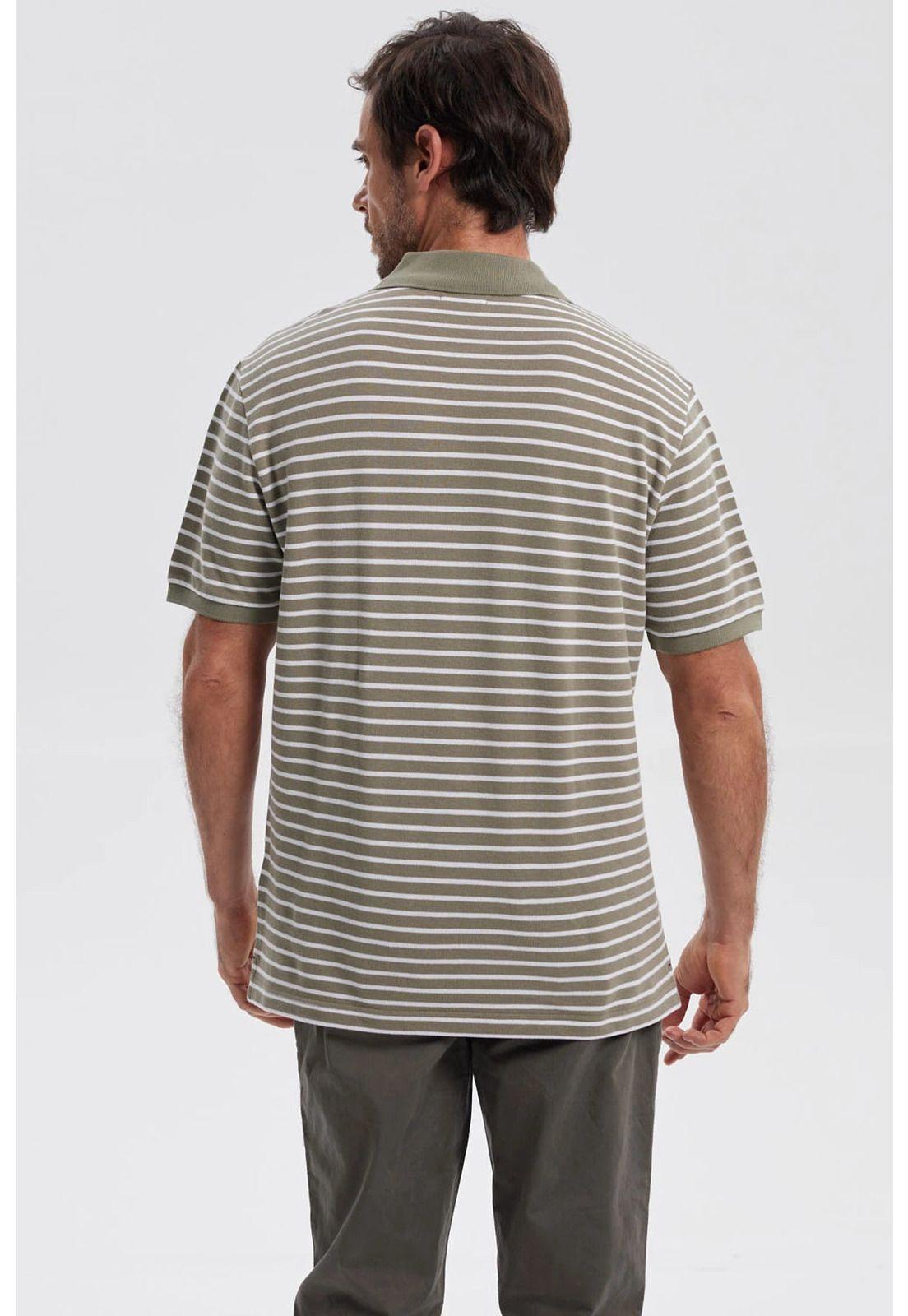 Polera Hombre Mini Rayas Verde-2