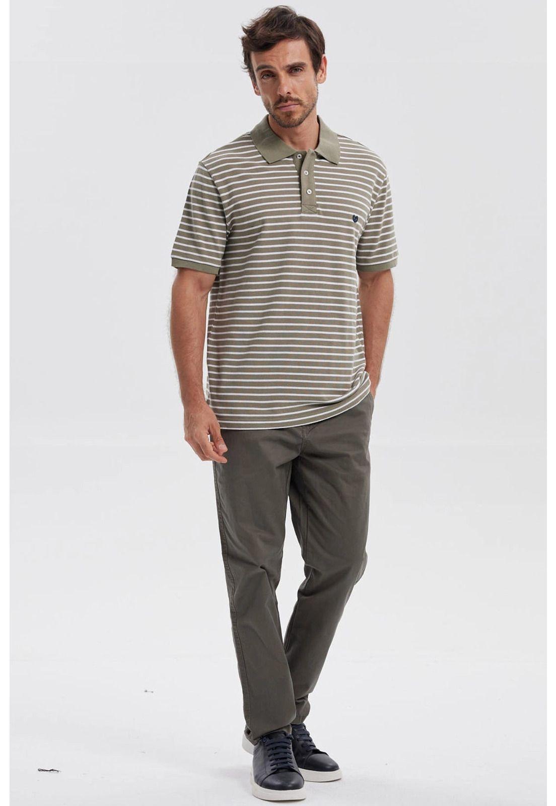 Polera Hombre Mini Rayas Verde-3