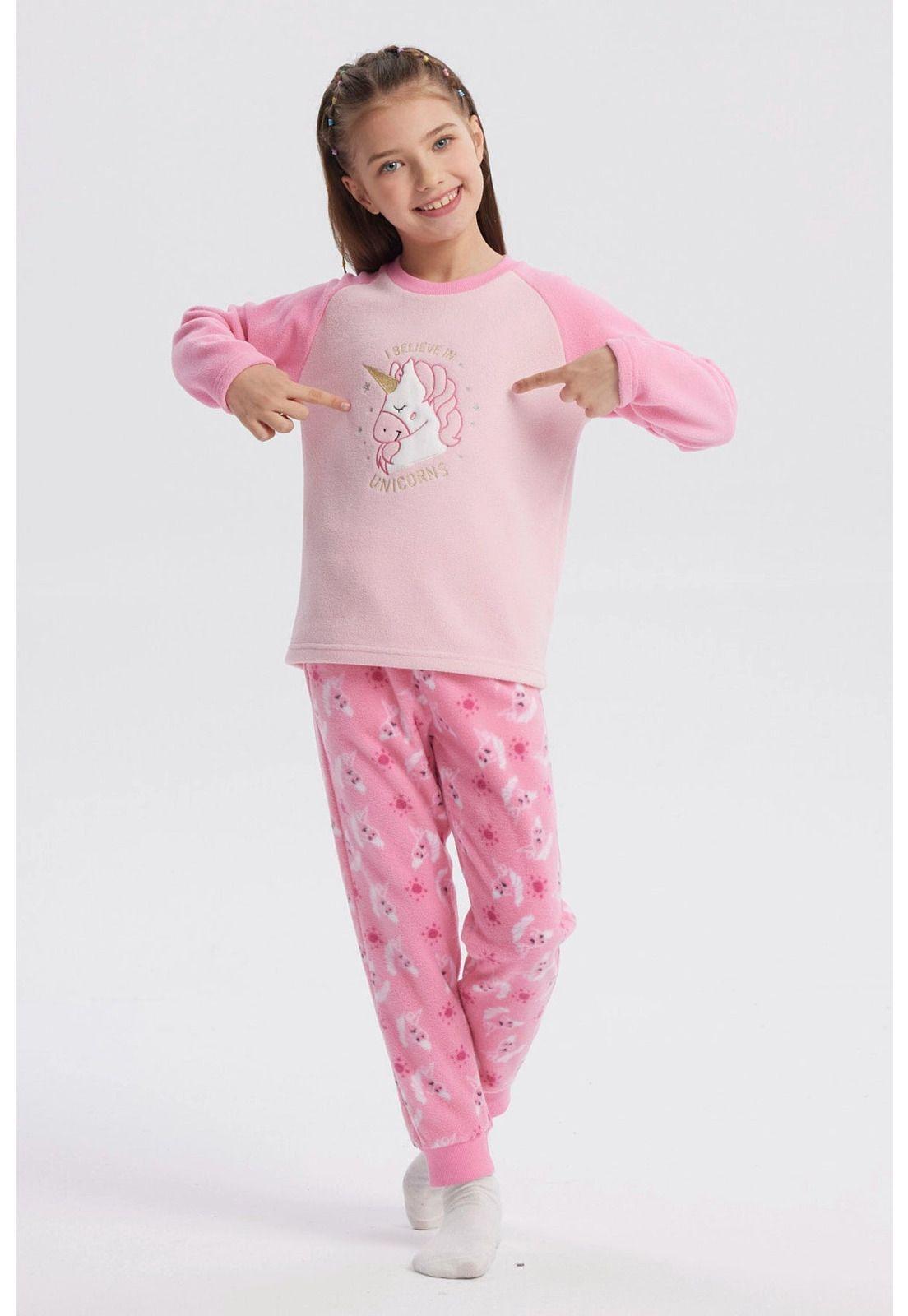 Pijama Niña Polera Y Pantalón Rosado - ll-1