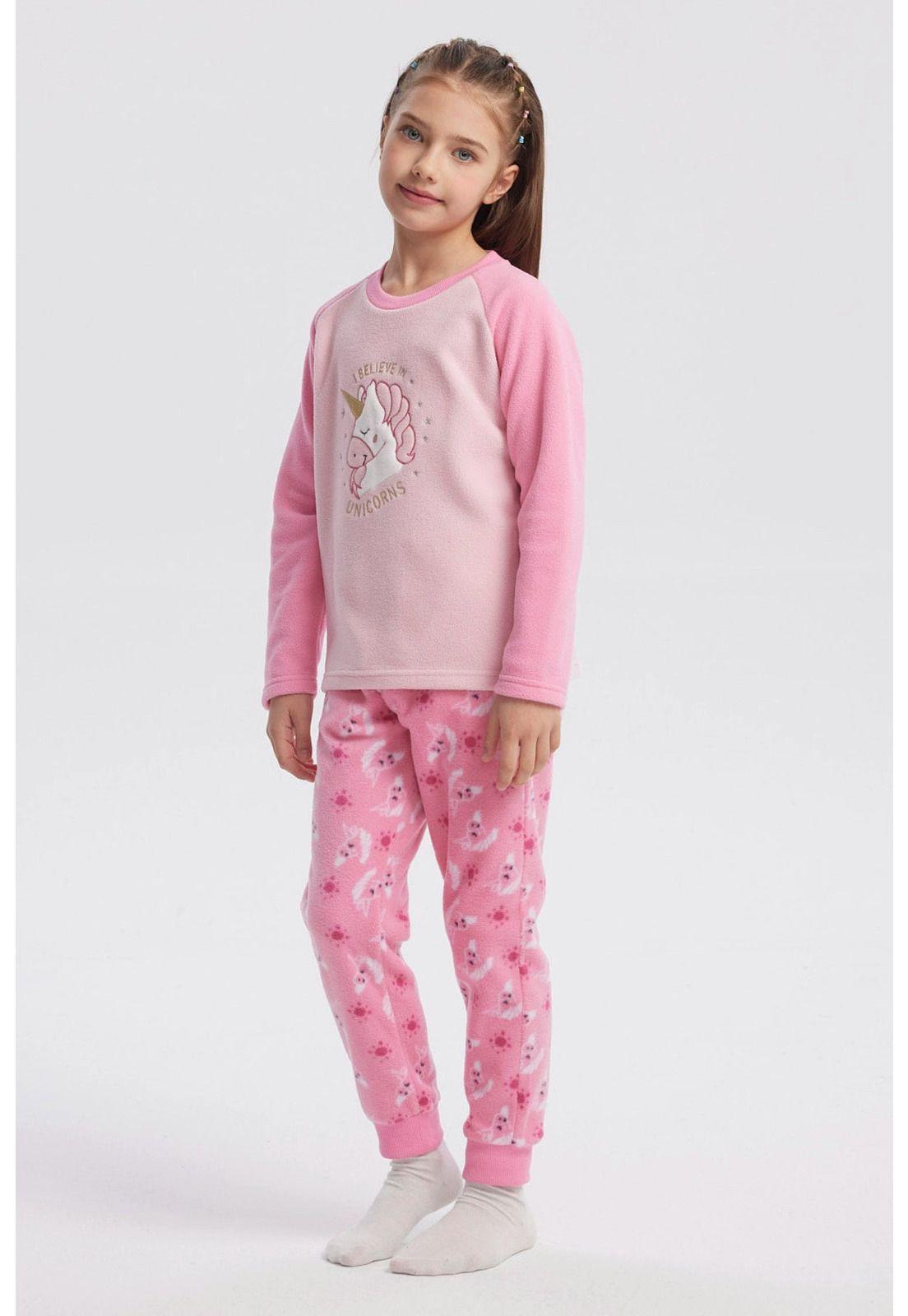 Pijama Niña Polera Y Pantalón Rosado - ll-2