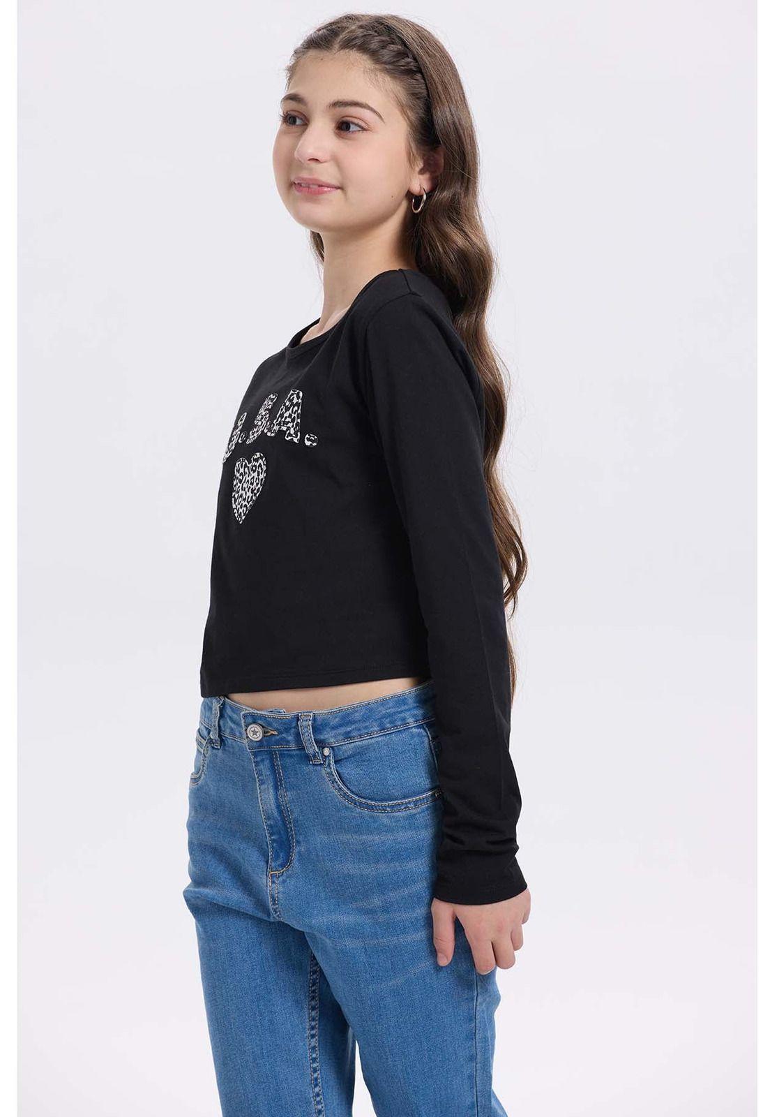 Polera Niña Print Posicional Negro - ll-1