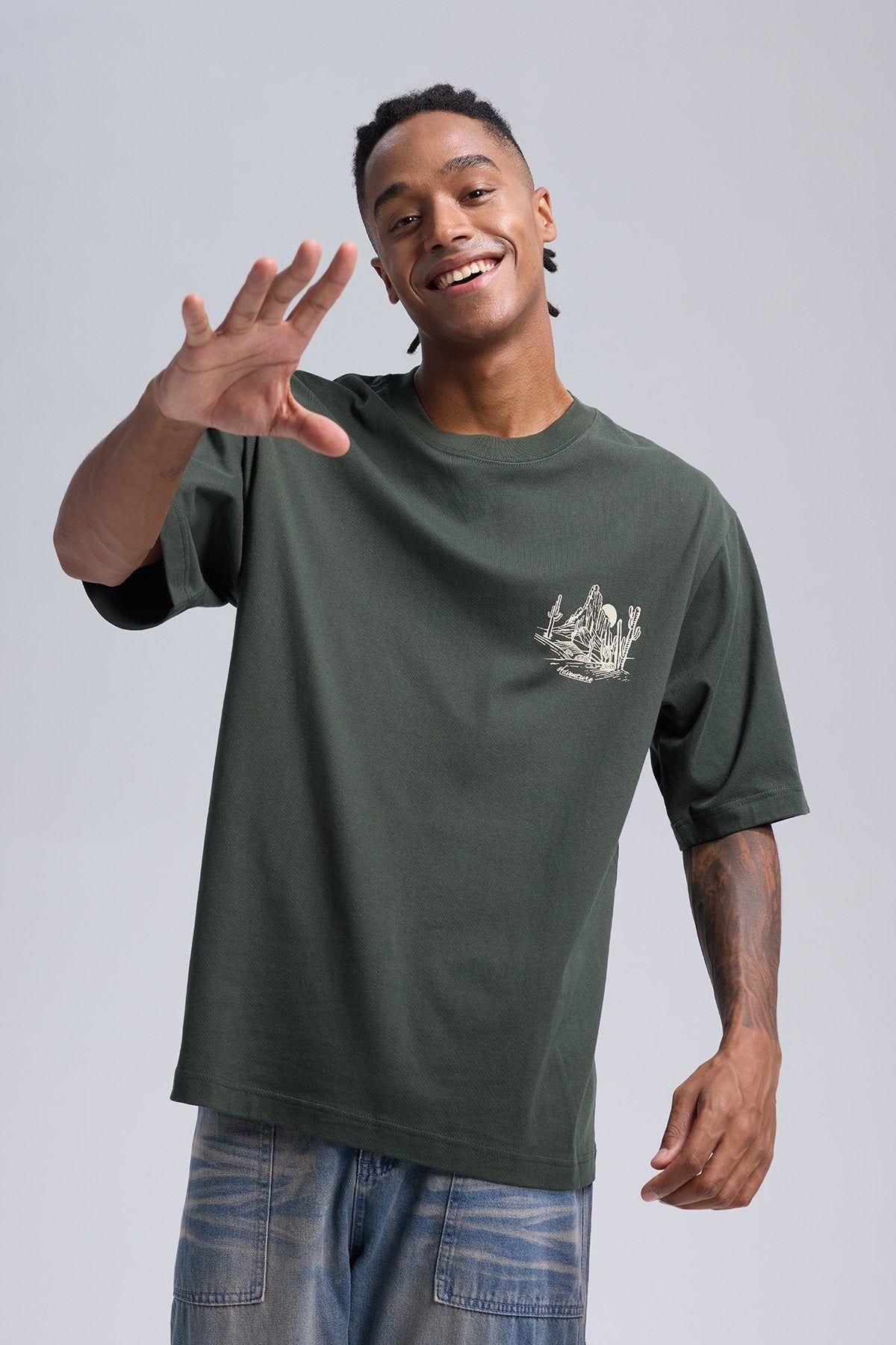 Polera Hombre Print Desert Verde Militar-2