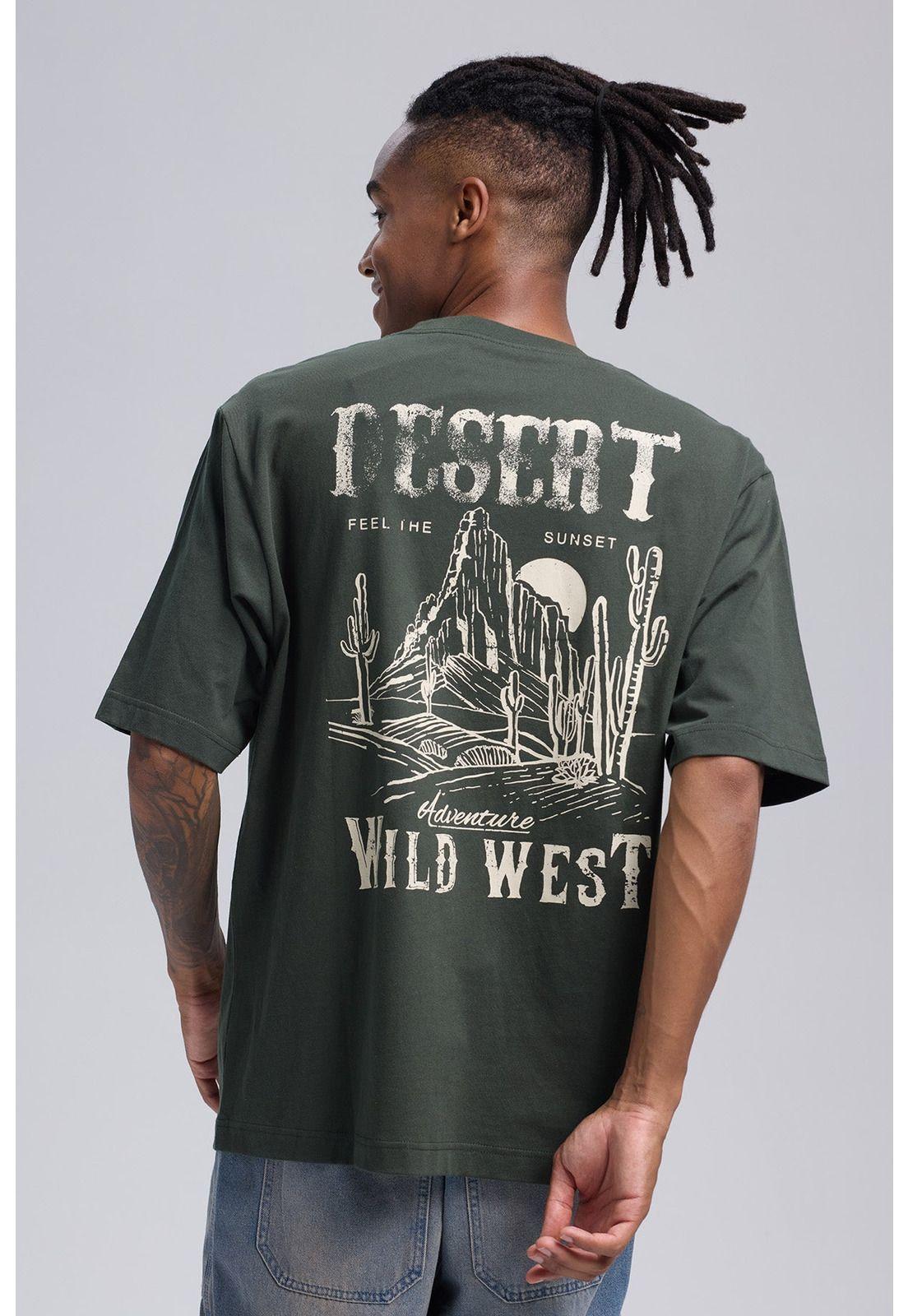 Polera Hombre Print Desert Verde Militar-1