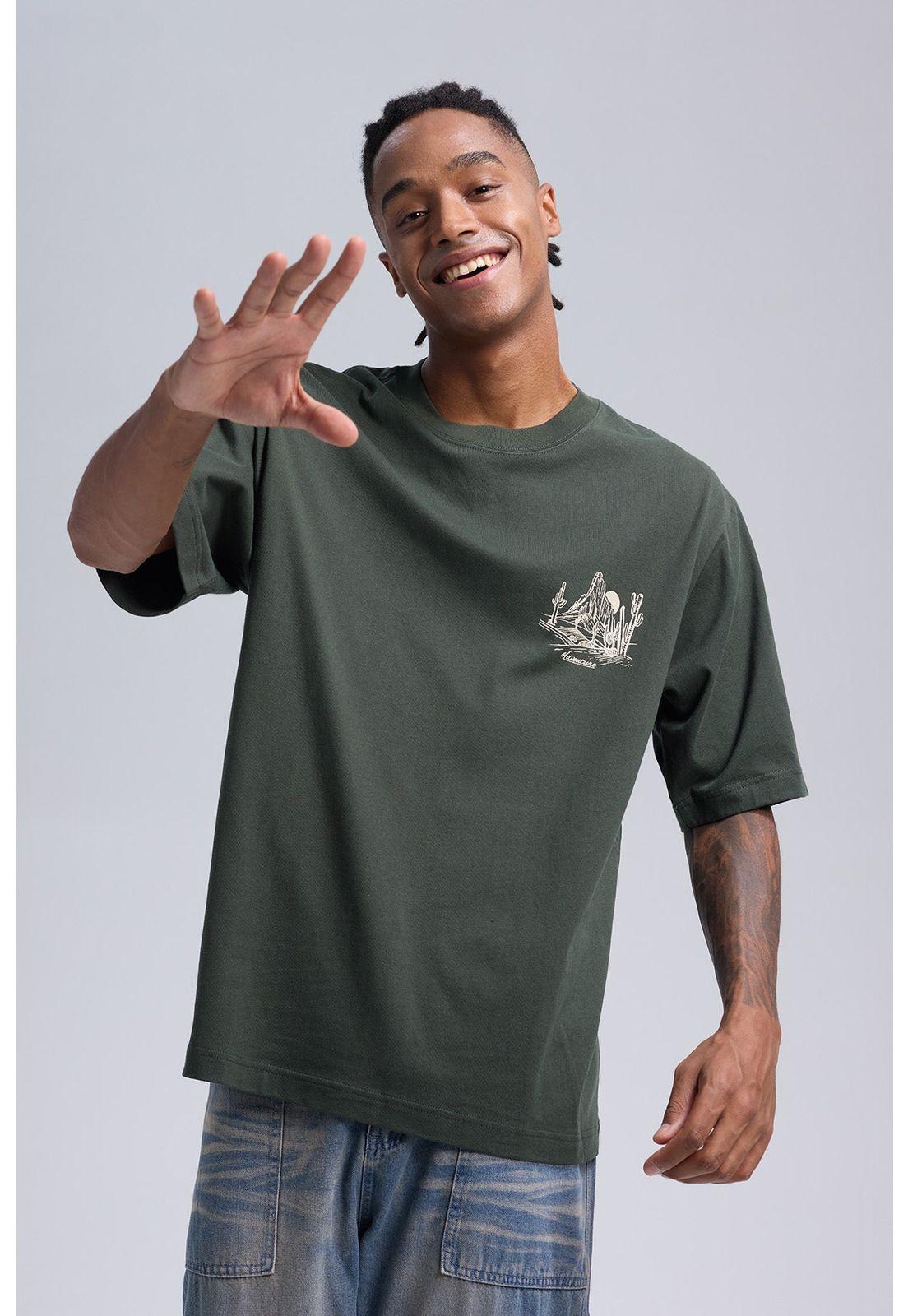 Polera Hombre Print Desert Verde Militar-2