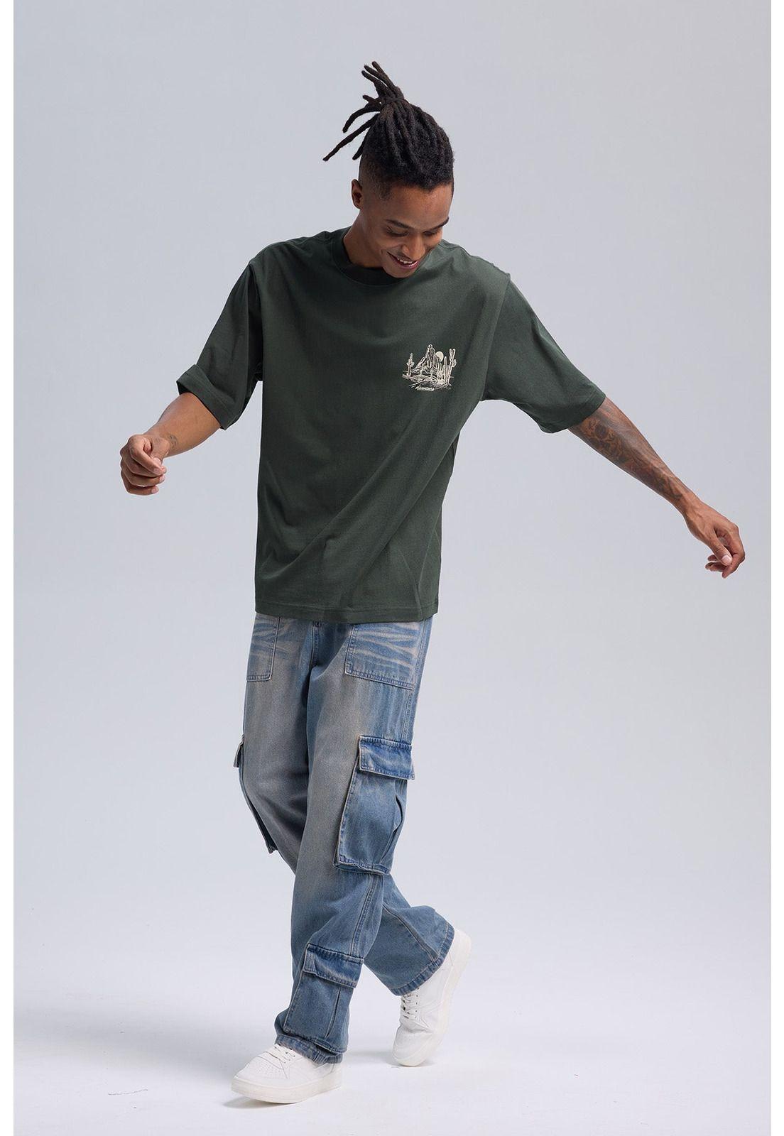 Polera Hombre Print Desert Verde Militar-3