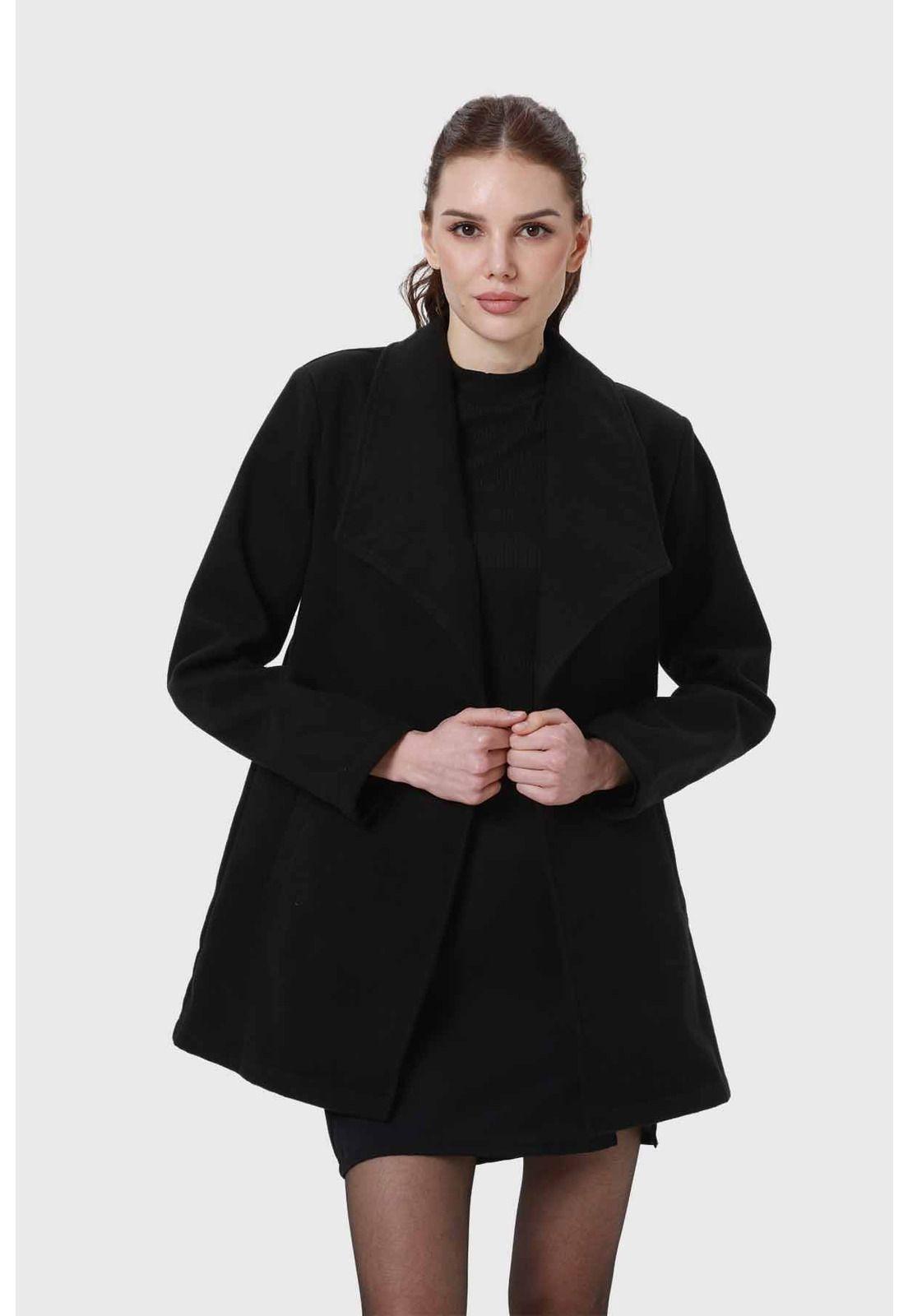 Abrigo Mujer Paño Negro - ll-1