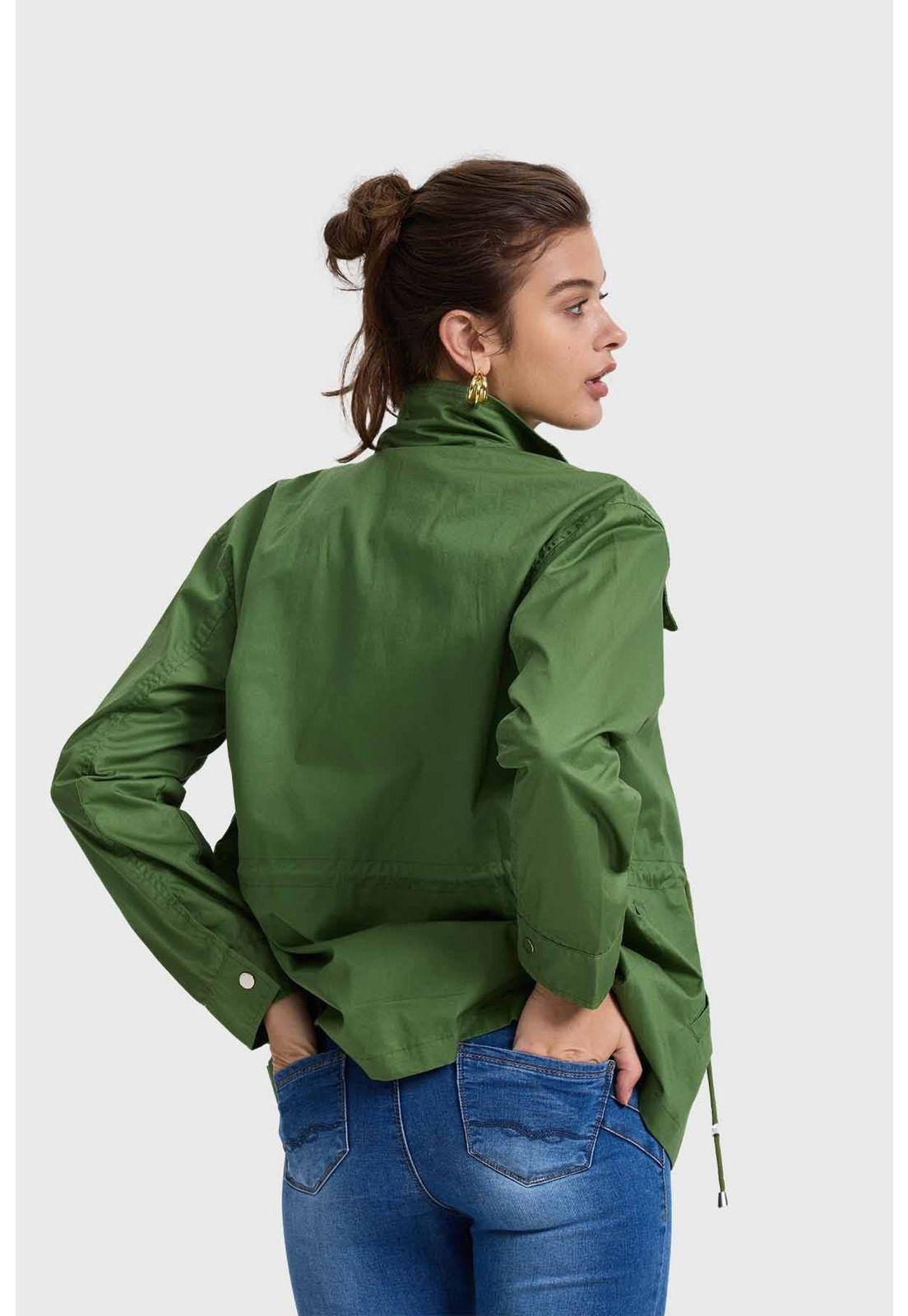 Chaqueta Mujer Aplicación Cintura Verde-2
