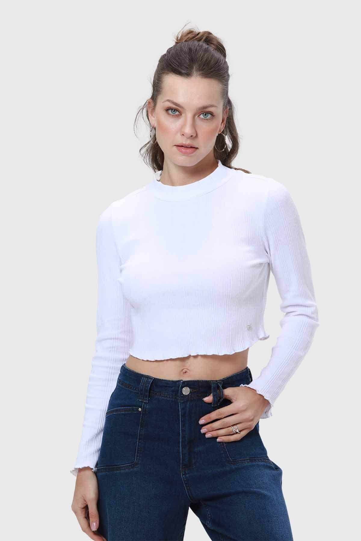 Polera Mujer Rib Blanco-0