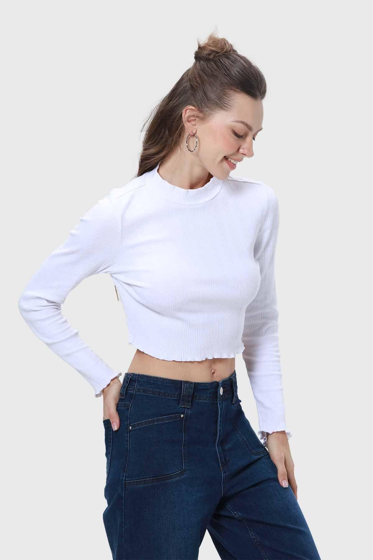 Polera Mujer Rib Blanco-1