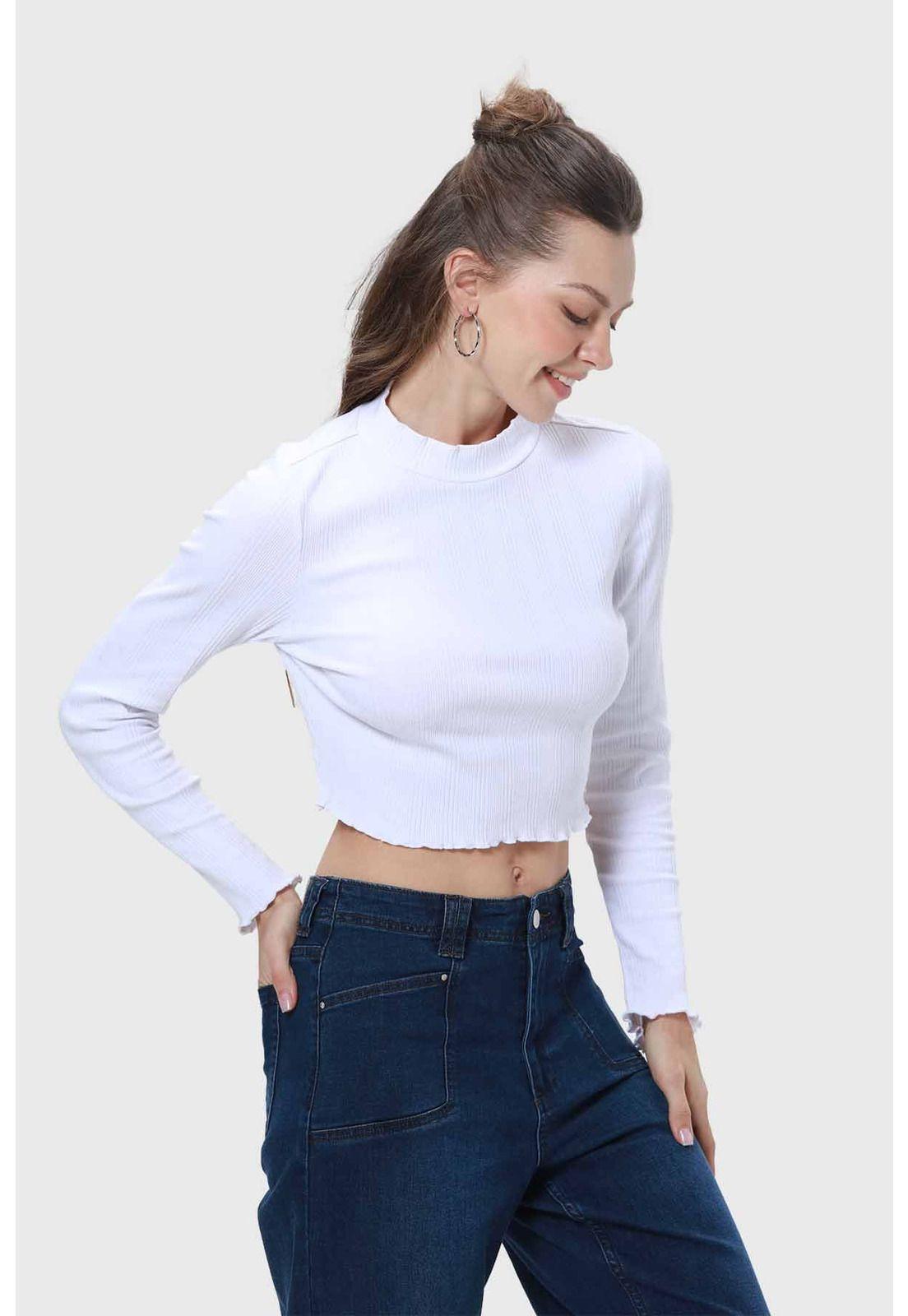 Polera Mujer Rib Blanco-1