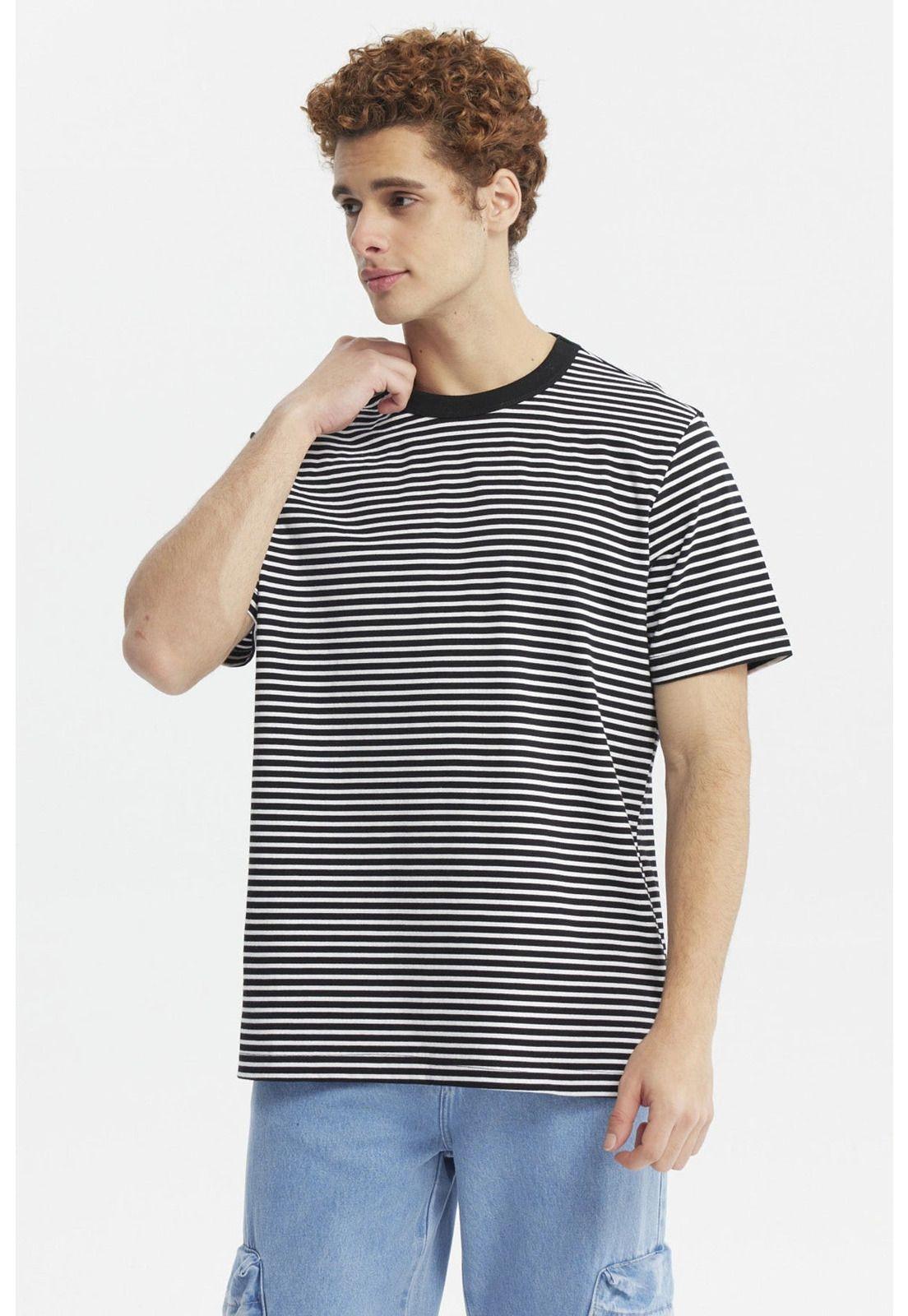 Polera Hombre Rayas Negro - ll-0