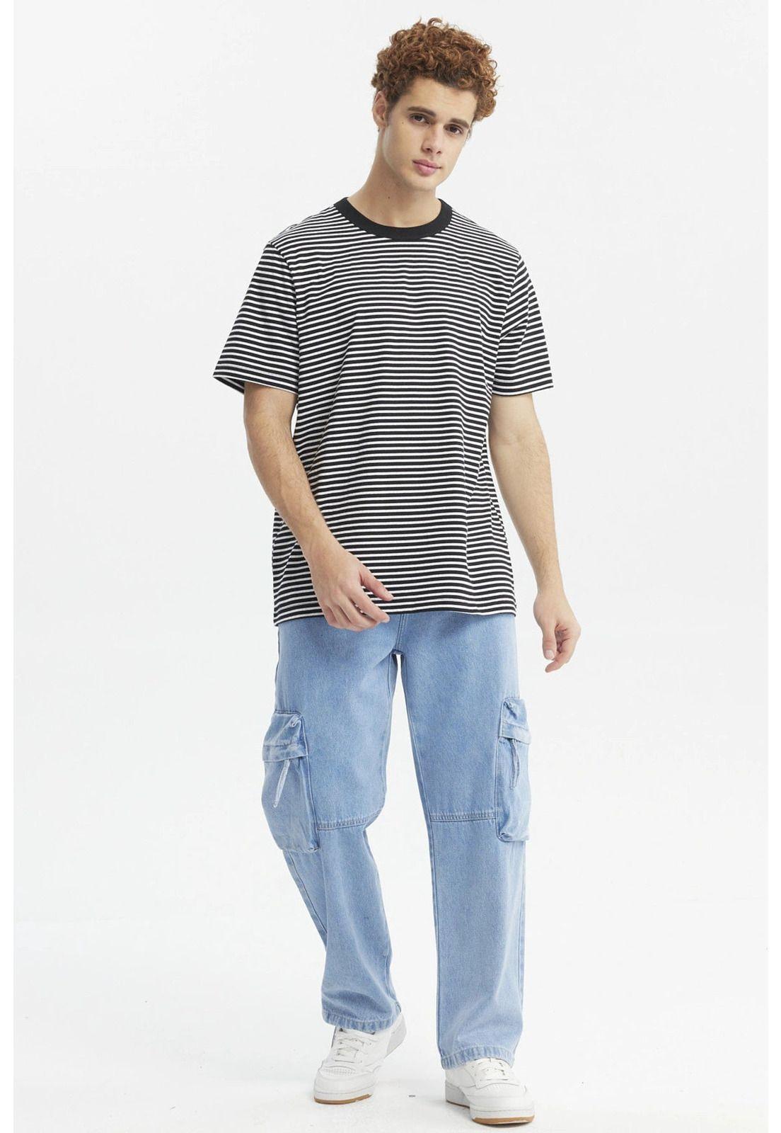 Polera Hombre Rayas Negro - ll-3