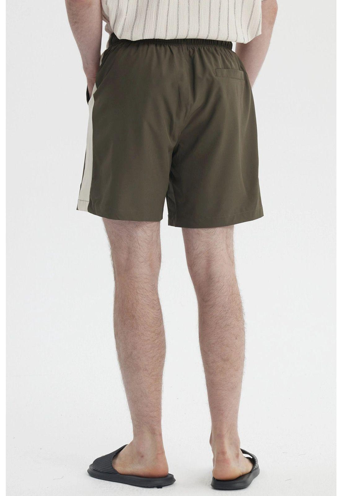 Short de Baño Hombre Liso Verde Militar-2