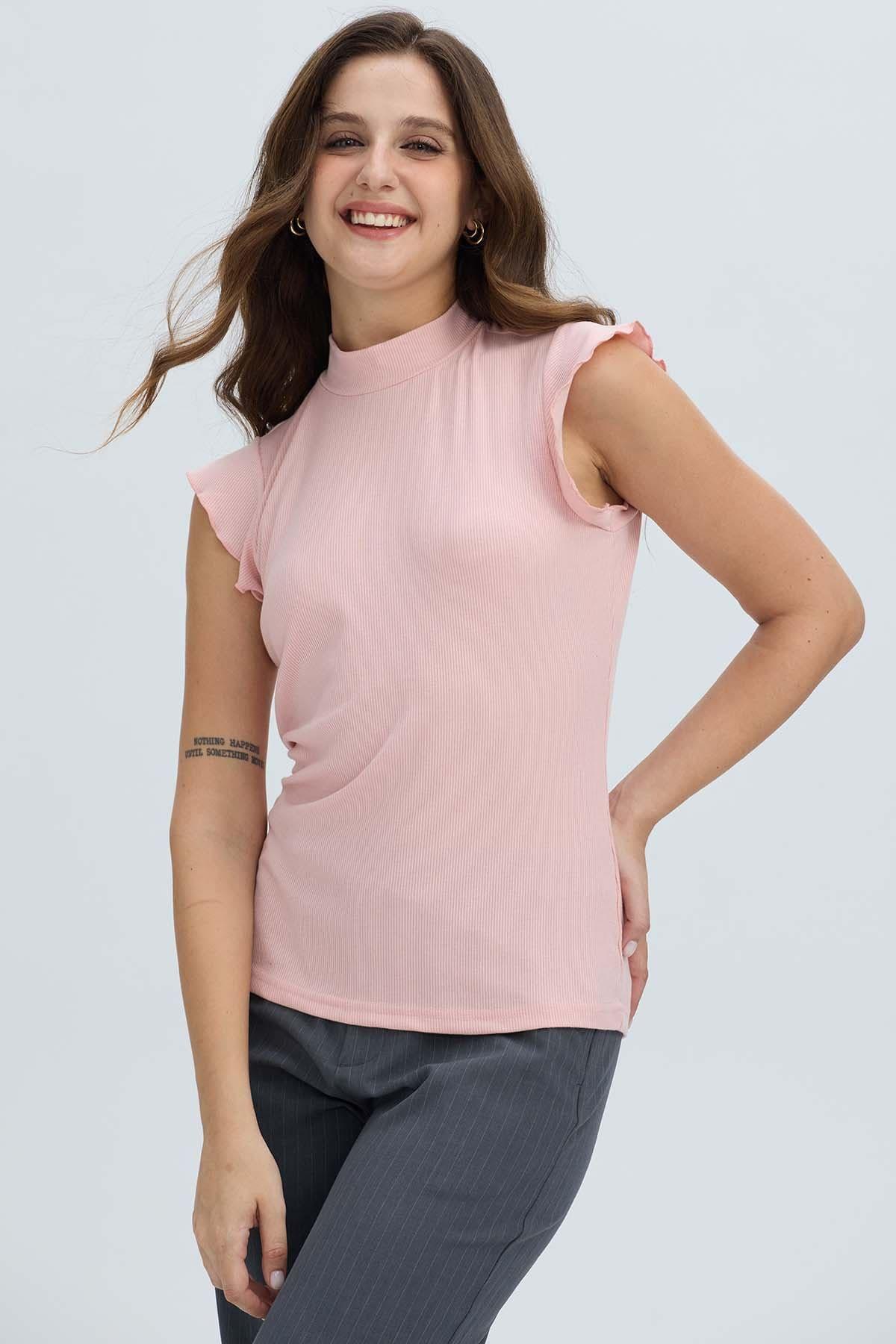 Polera Mujer Rib Terminaciones Palo Rosa-1