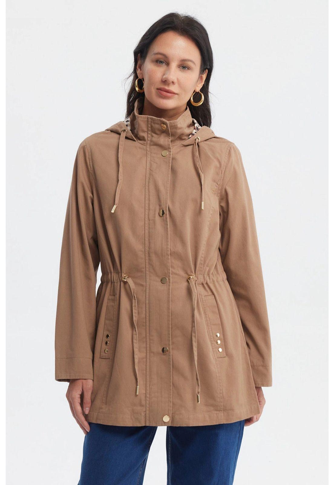 Chaqueta Mujer Ajustable Café Claro-0