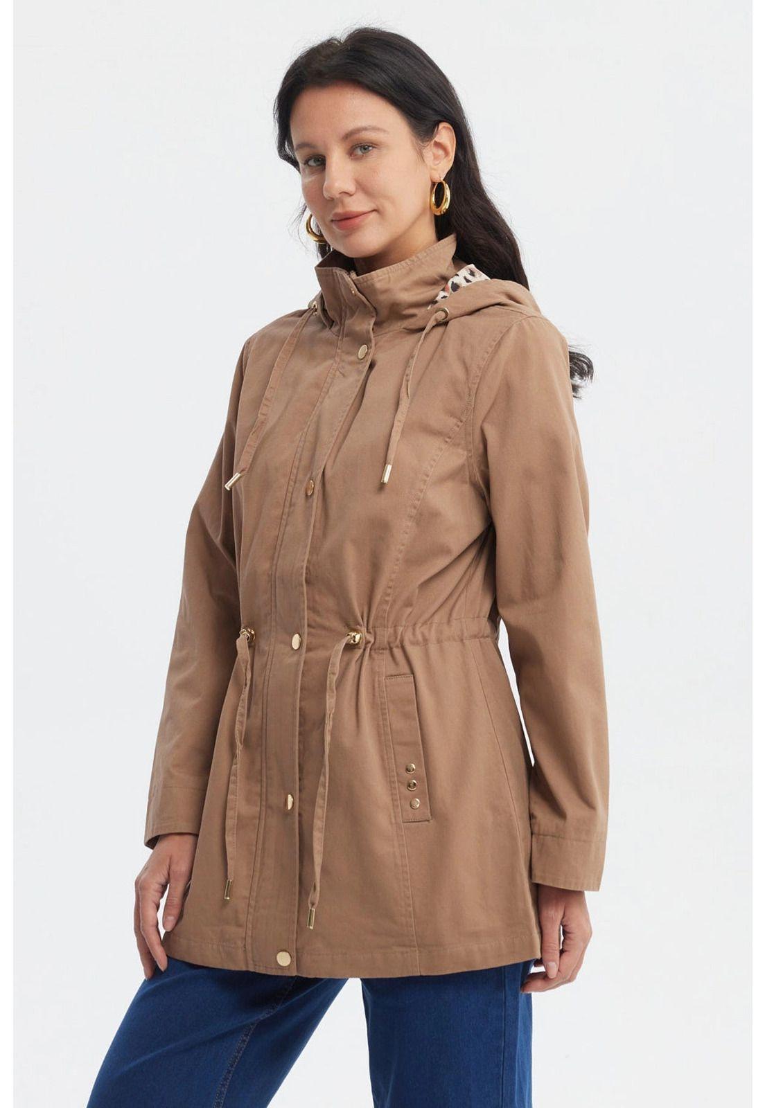 Chaqueta Mujer Ajustable Café Claro-1