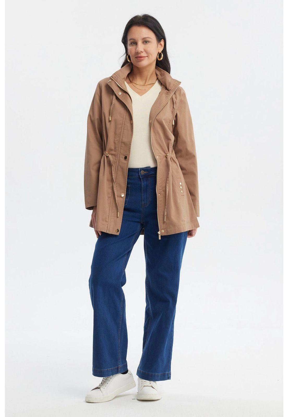 Chaqueta Mujer Ajustable Café Claro-3