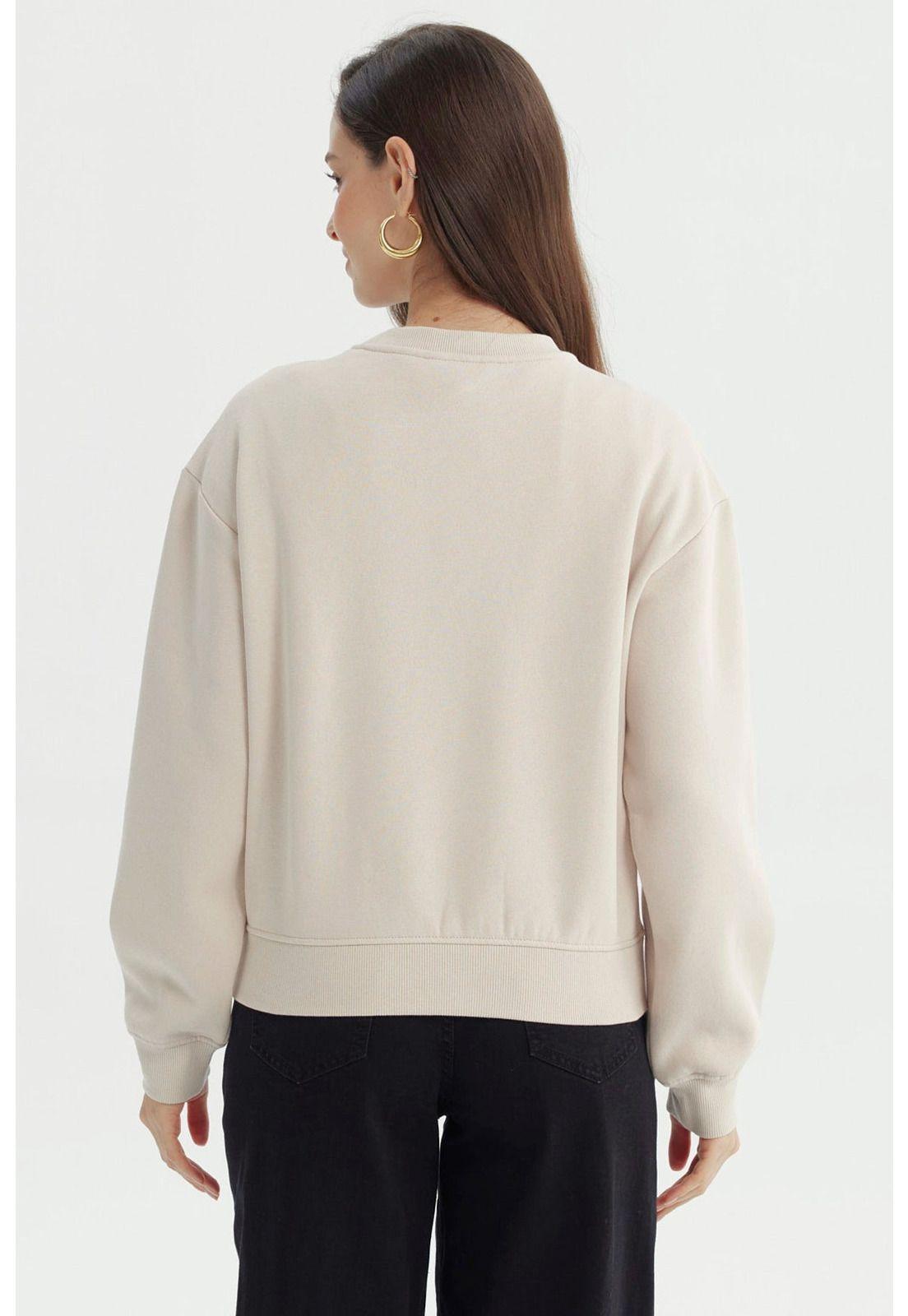 Polerón Mujer Adorno Print Beige Claro-2