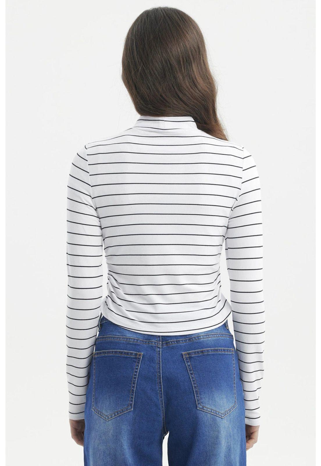 Polera Mujer Juvenil Blanco/Negro-2