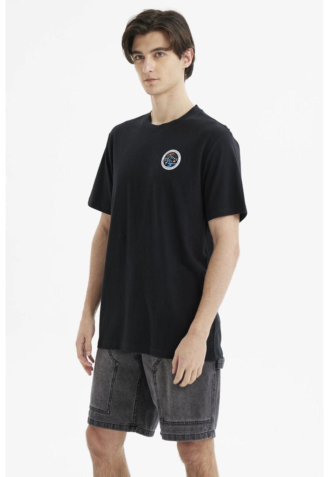 Polera Hombre Regular Print Frontal Negro-2