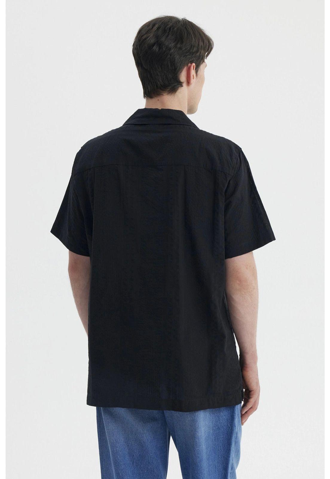 Camisa Hombre Slim Cuello Camisero Negro- ll-2
