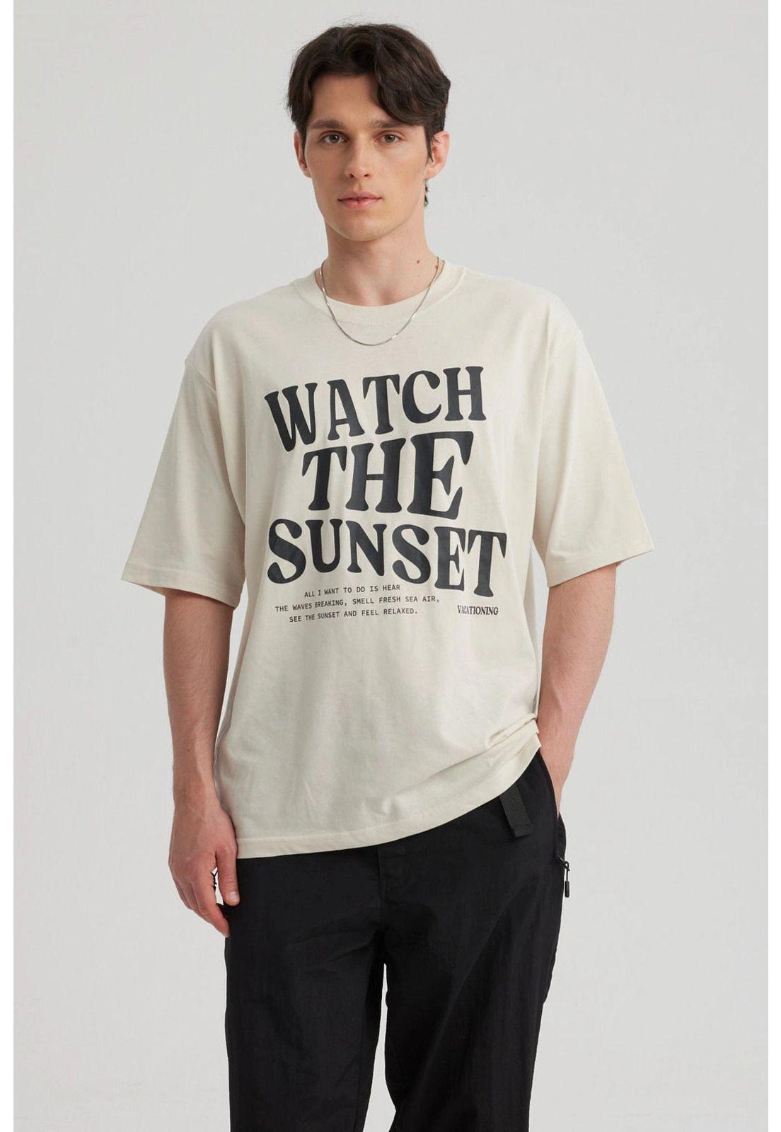 Polera Hombre Print Oversize Beige - ll-4