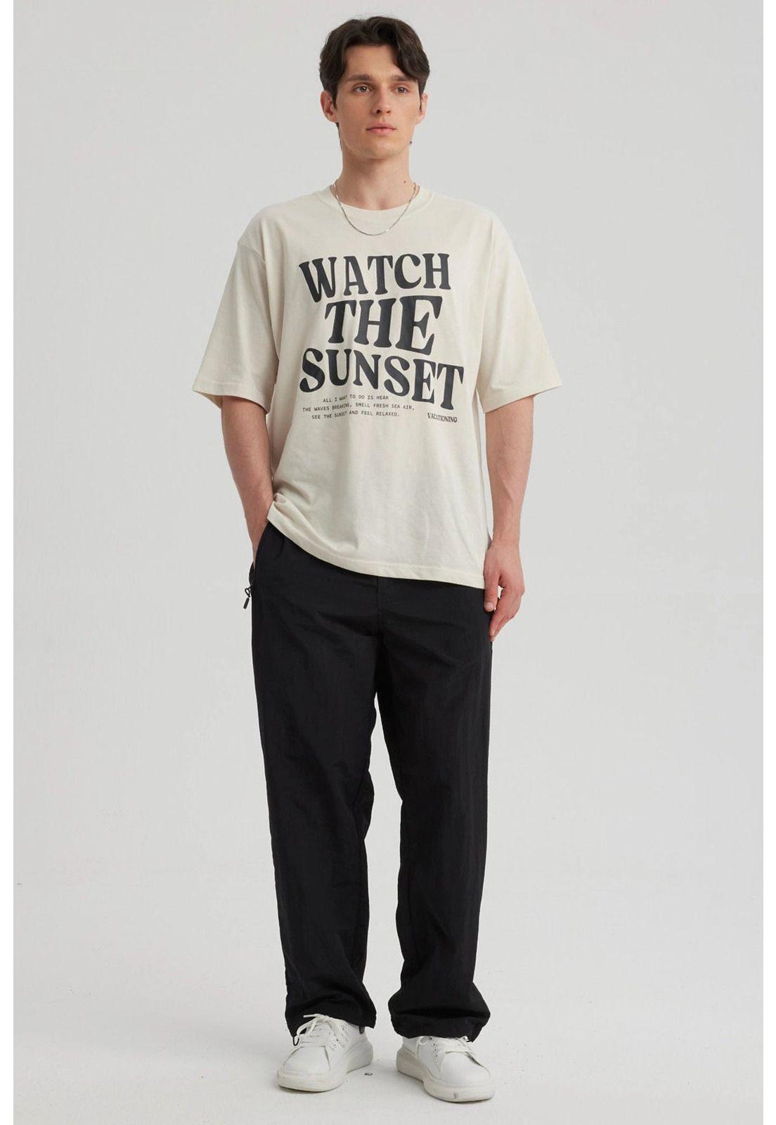 Polera Hombre Print Oversize Beige - ll-7