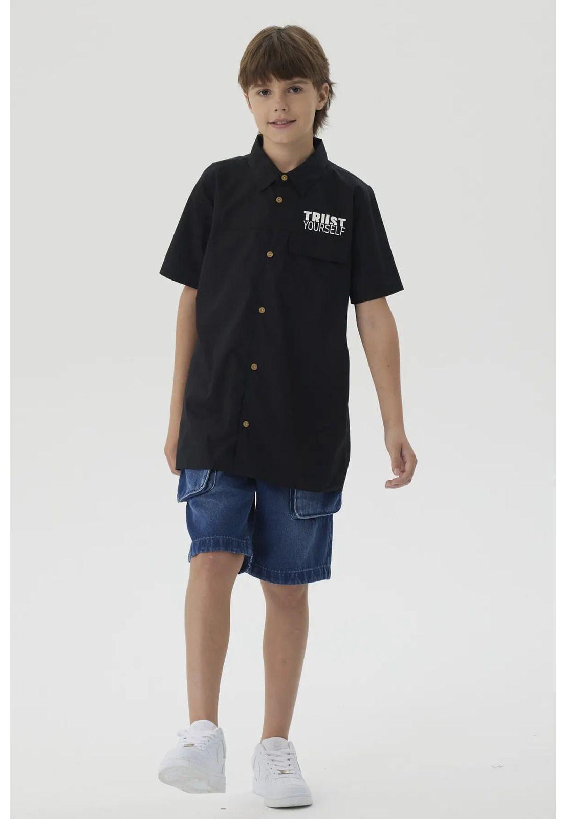 Camisa Niño Print Popelina Negro-3