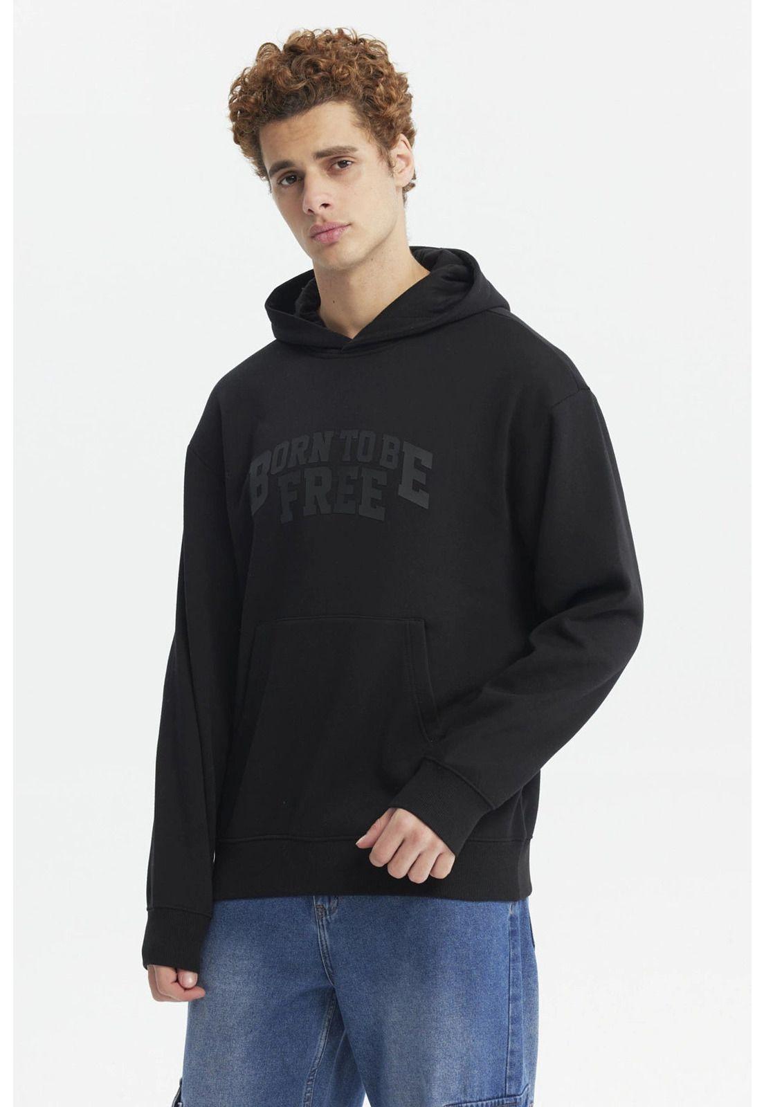 Polerón Hombre Hoodie Print Central Negro-1