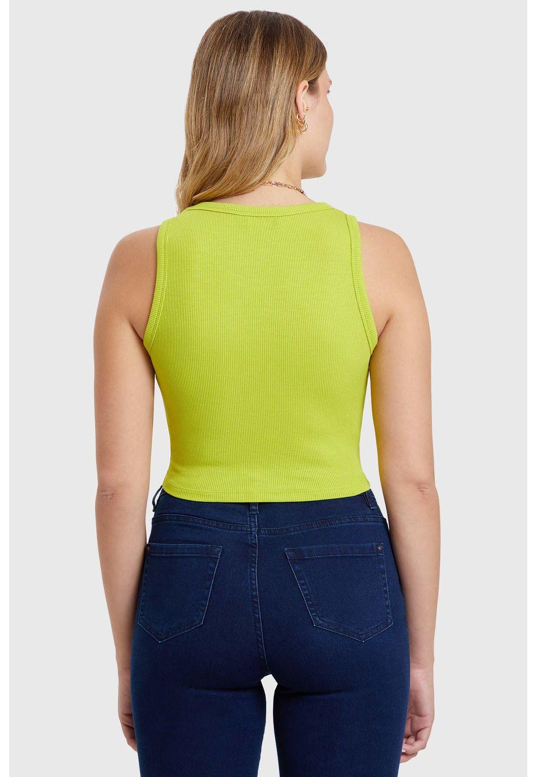 Polera Mujer Top Bordado Verde-2