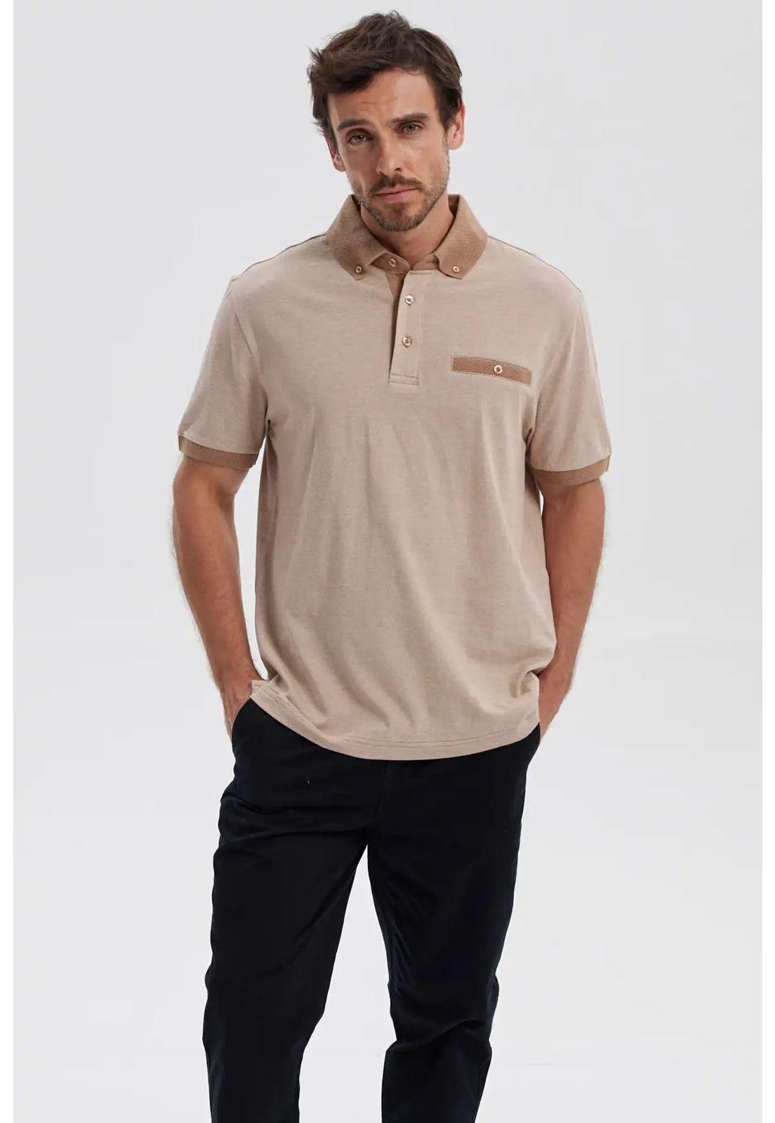 Polera Hombre Botón Beige-0