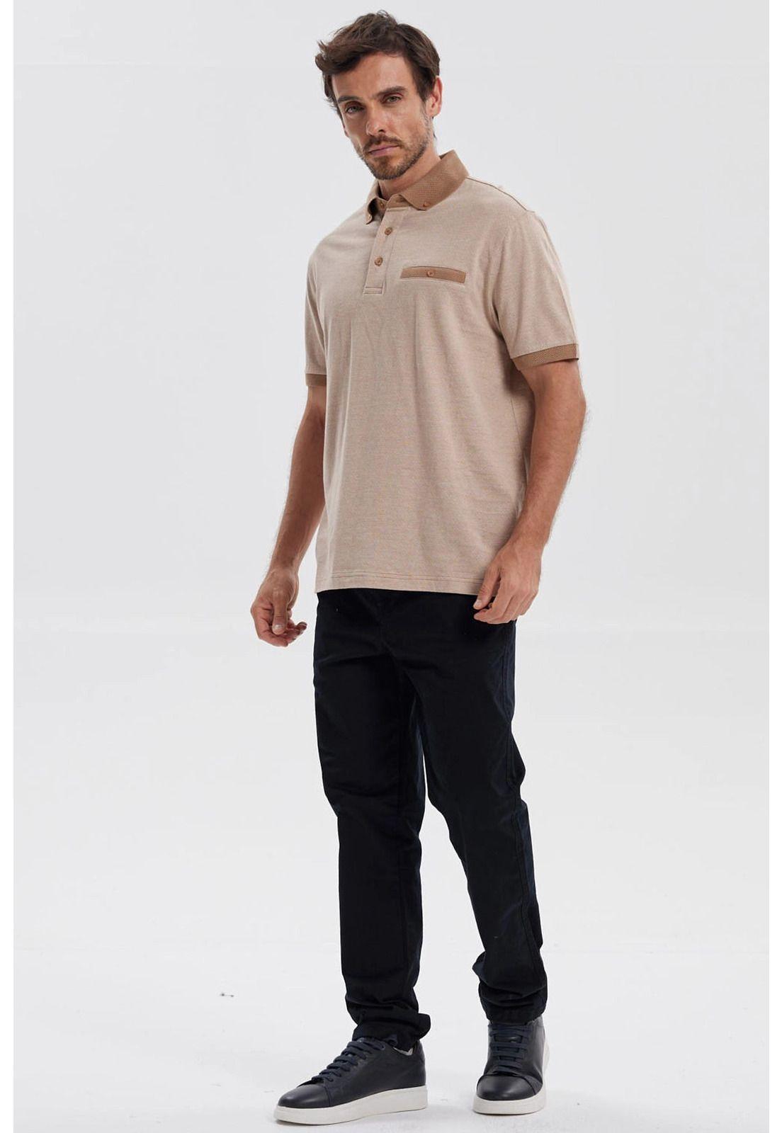 Polera Hombre Botón Beige-3