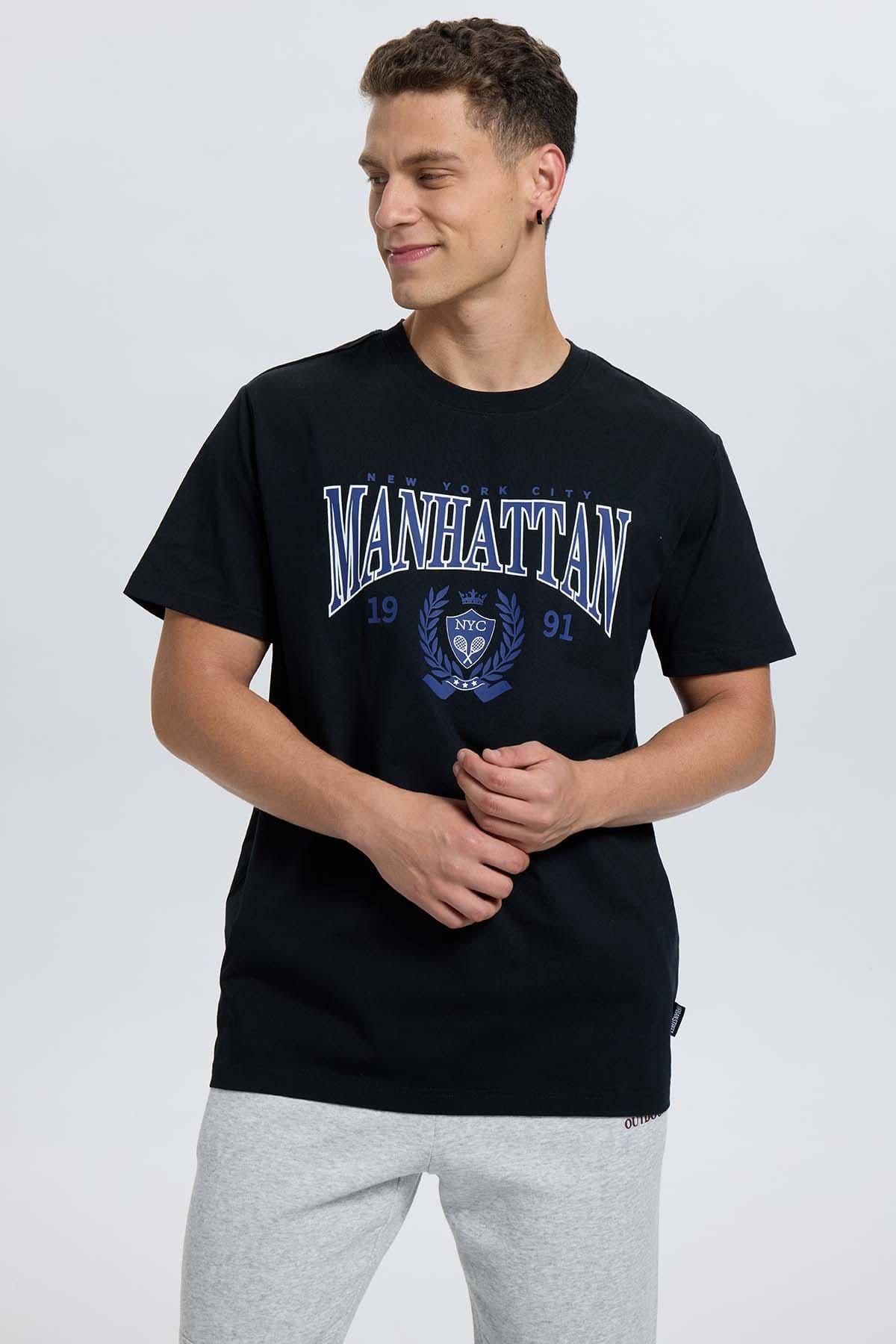 Polera Hombre Print College Negro-1