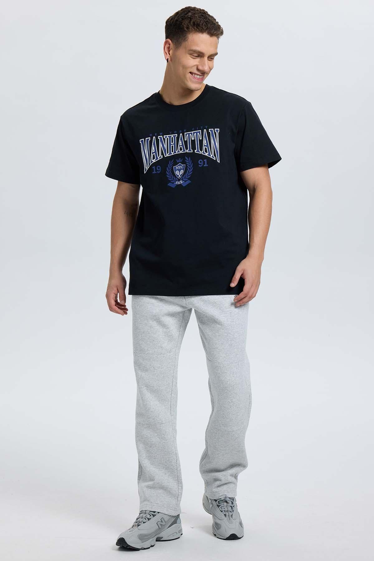 Polera Hombre Print College Negro-3
