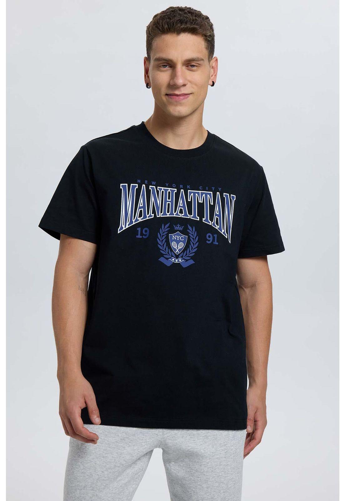 Polera Hombre Print College Negro - ll-0