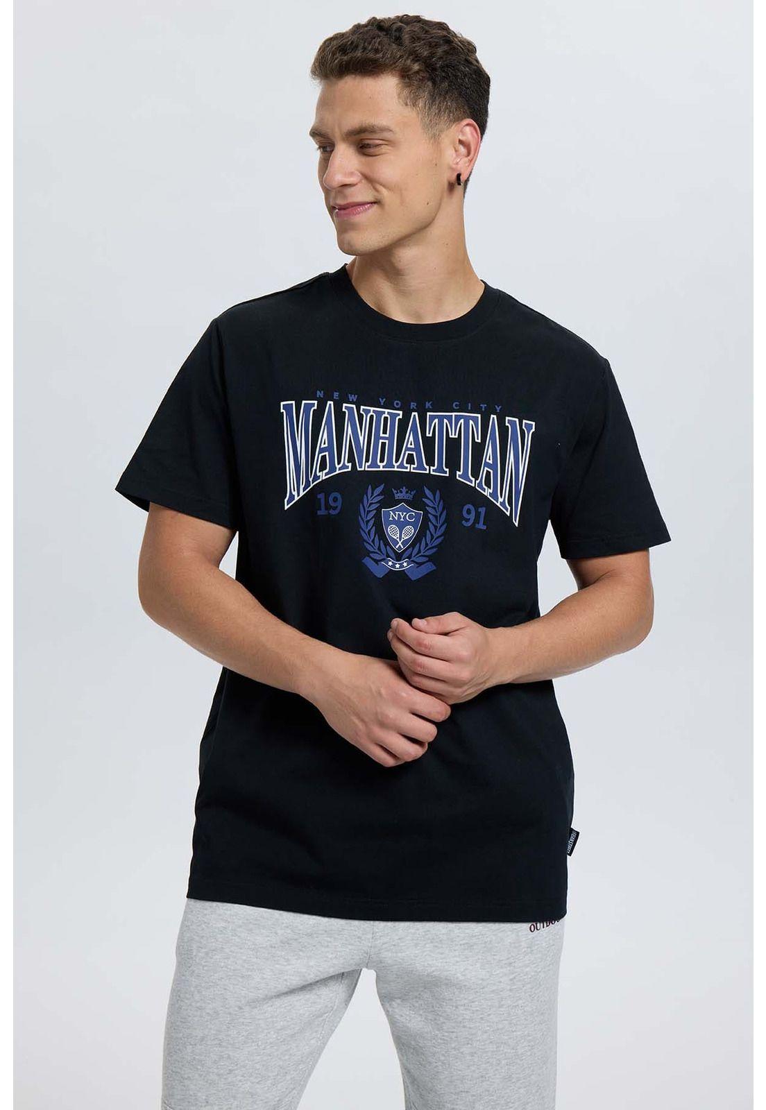 Polera Hombre Print College Negro - ll-1