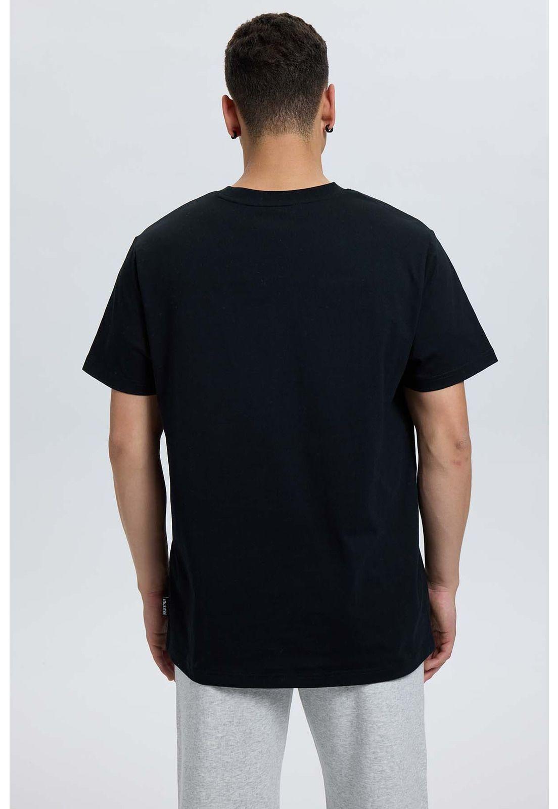 Polera Hombre Print College Negro - ll-2