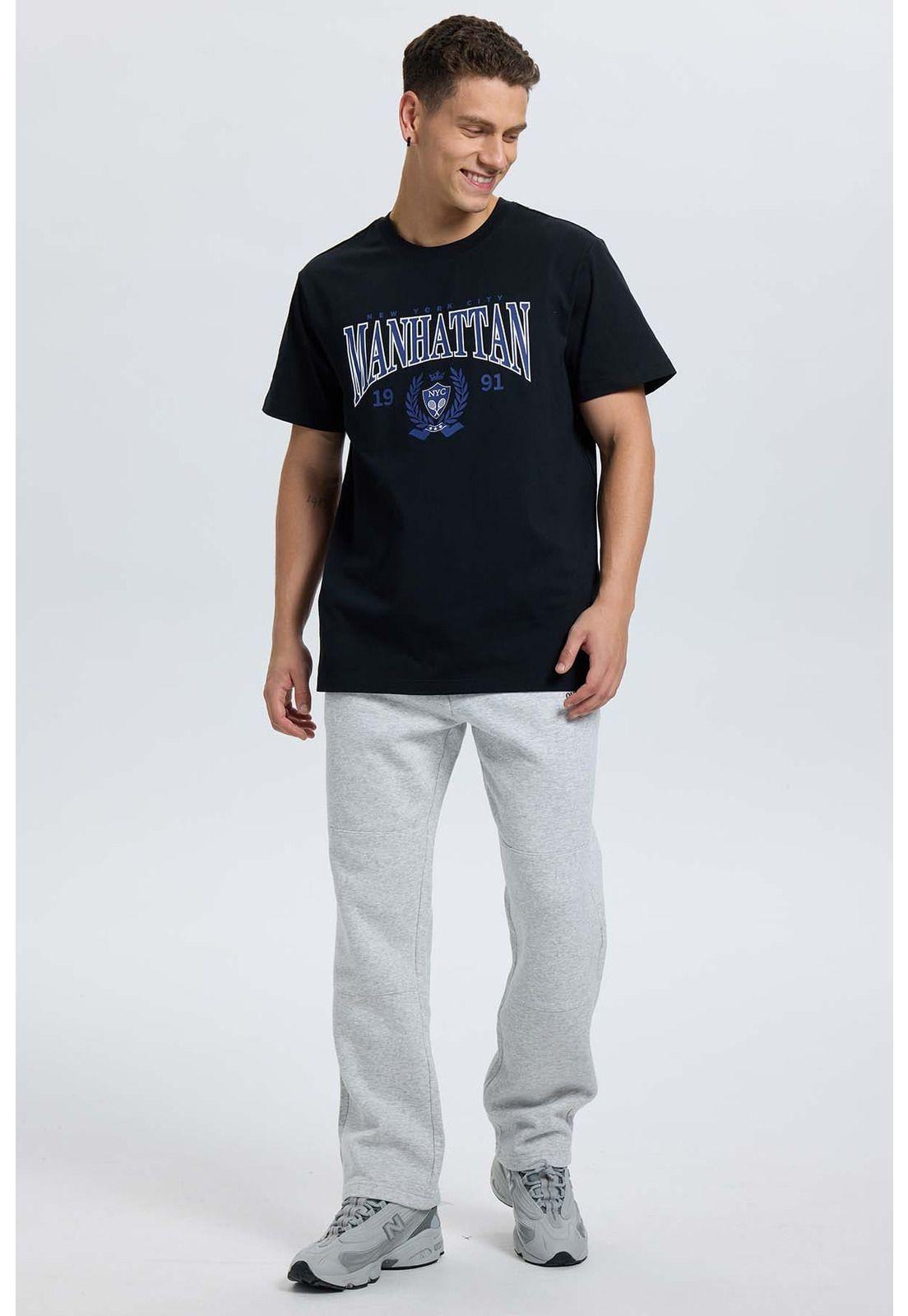 Polera Hombre Print College Negro - ll-3