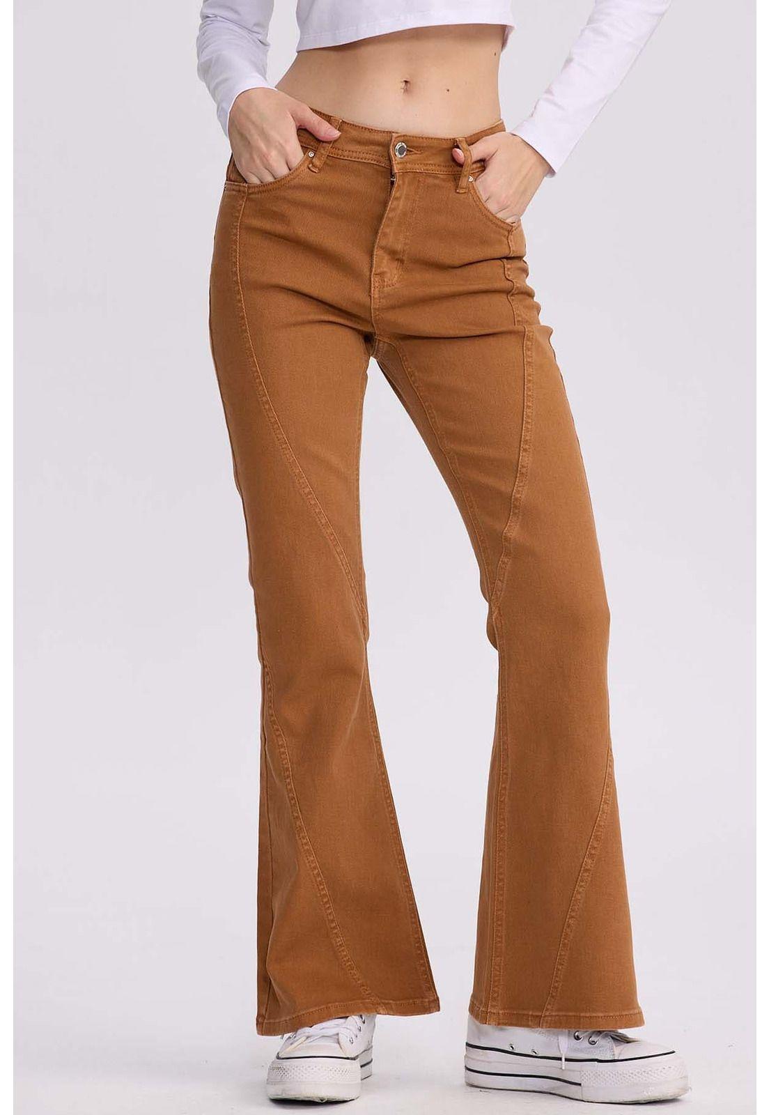 Jeans Mujer Flare Color Line Caramelo-0