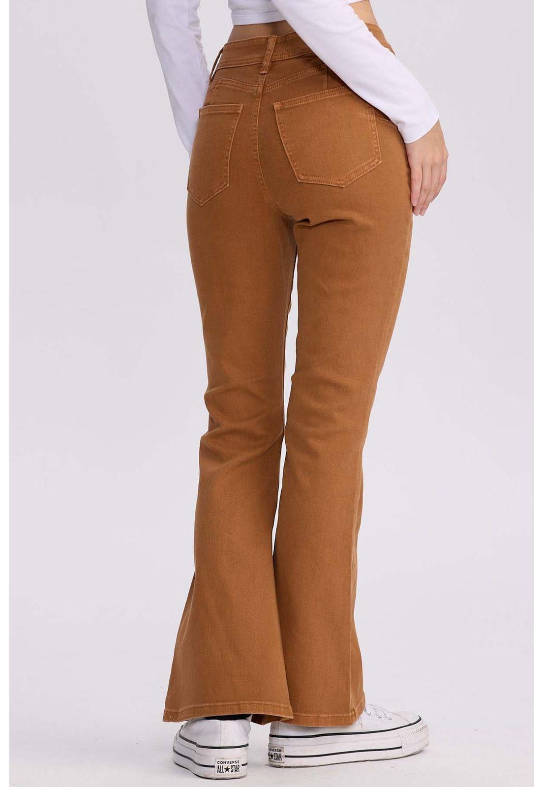 Jeans Mujer Flare Color Line Caramelo-2