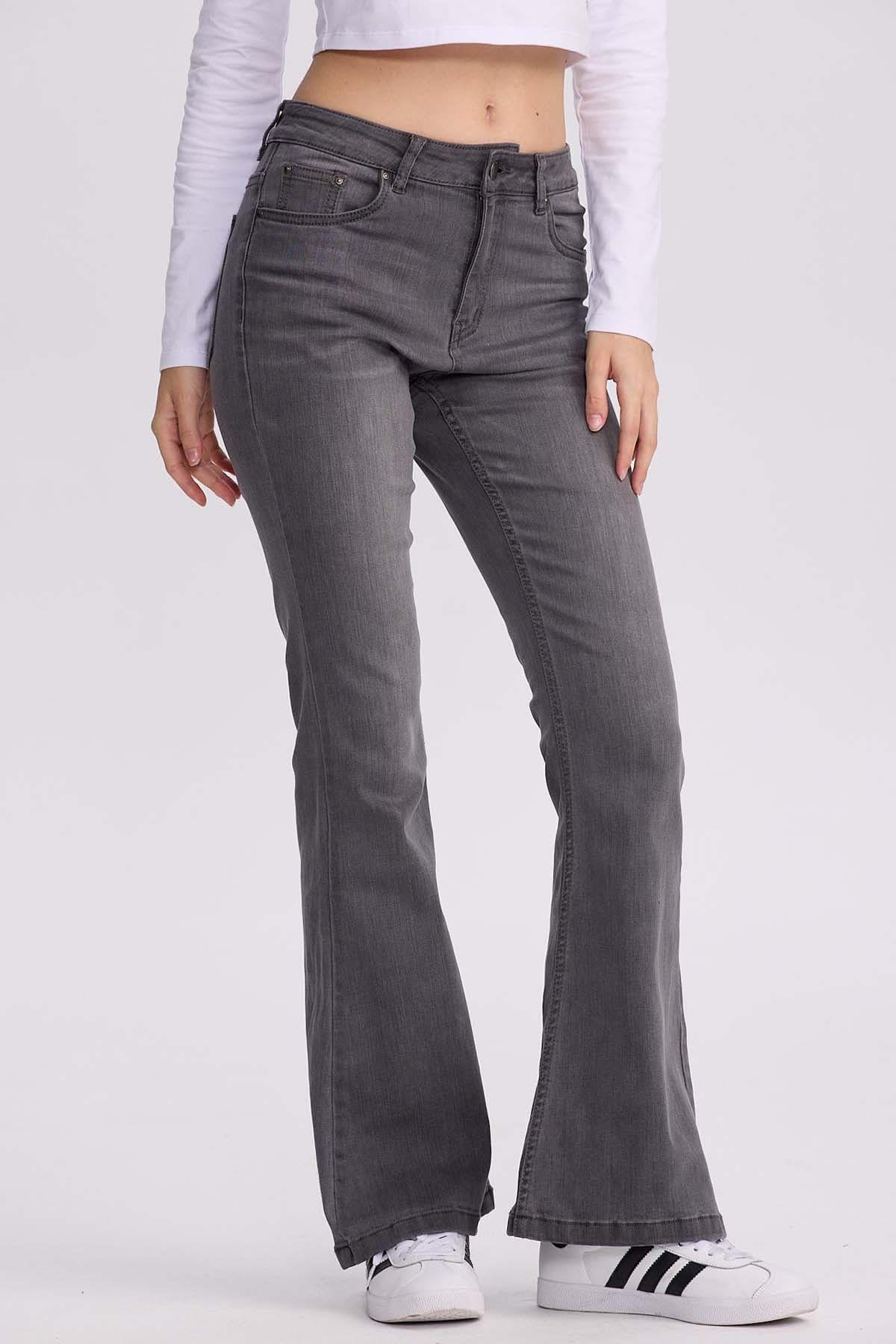 Jeans Mujer Flare Vale Gris Oscuro-1