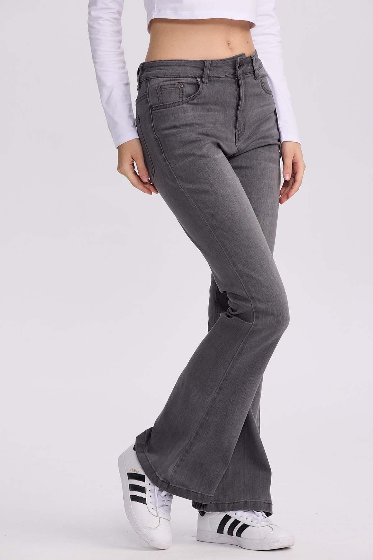 Jeans Mujer Flare Vale Gris Oscuro-2