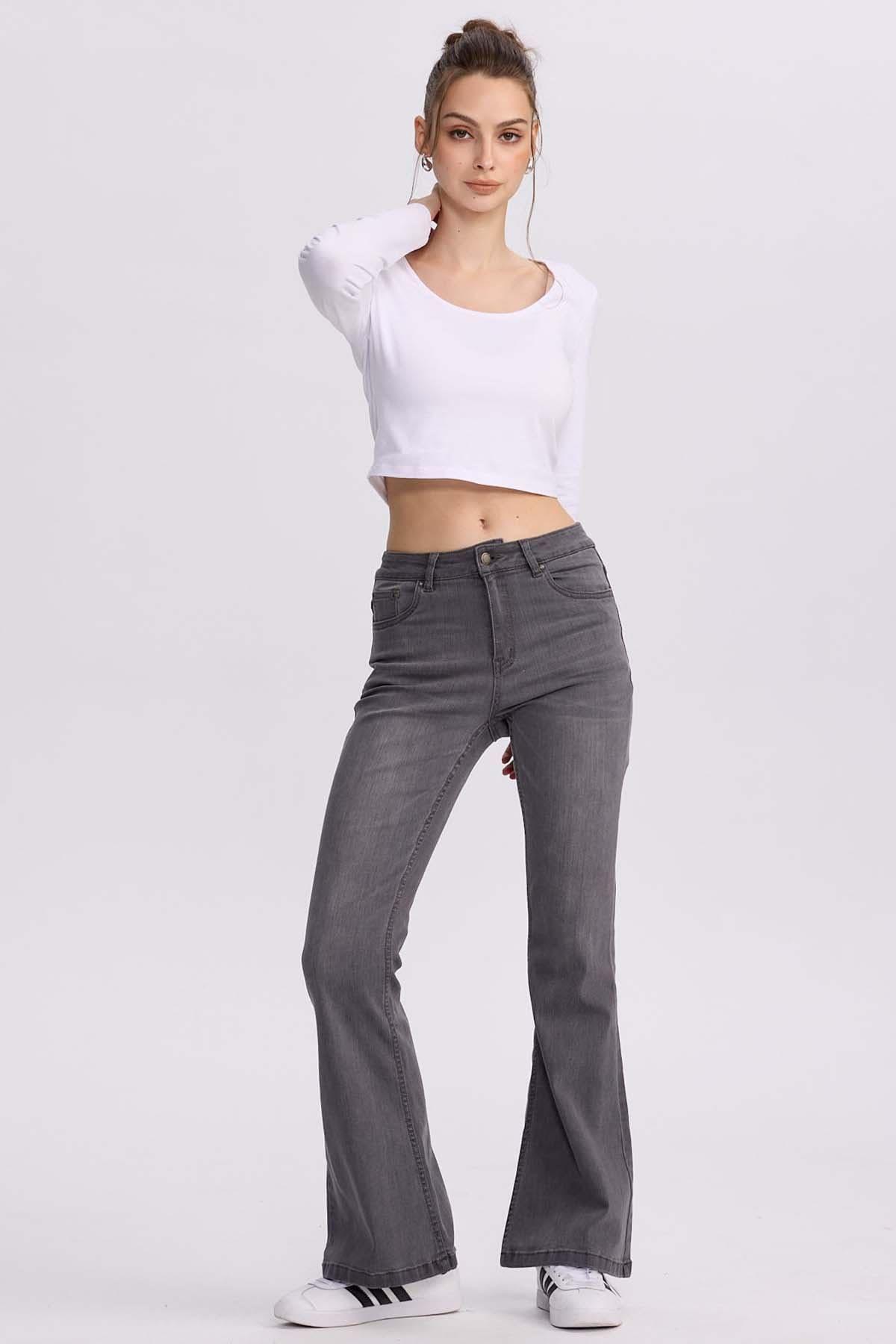 Jeans Mujer Flare Vale Gris Oscuro-3