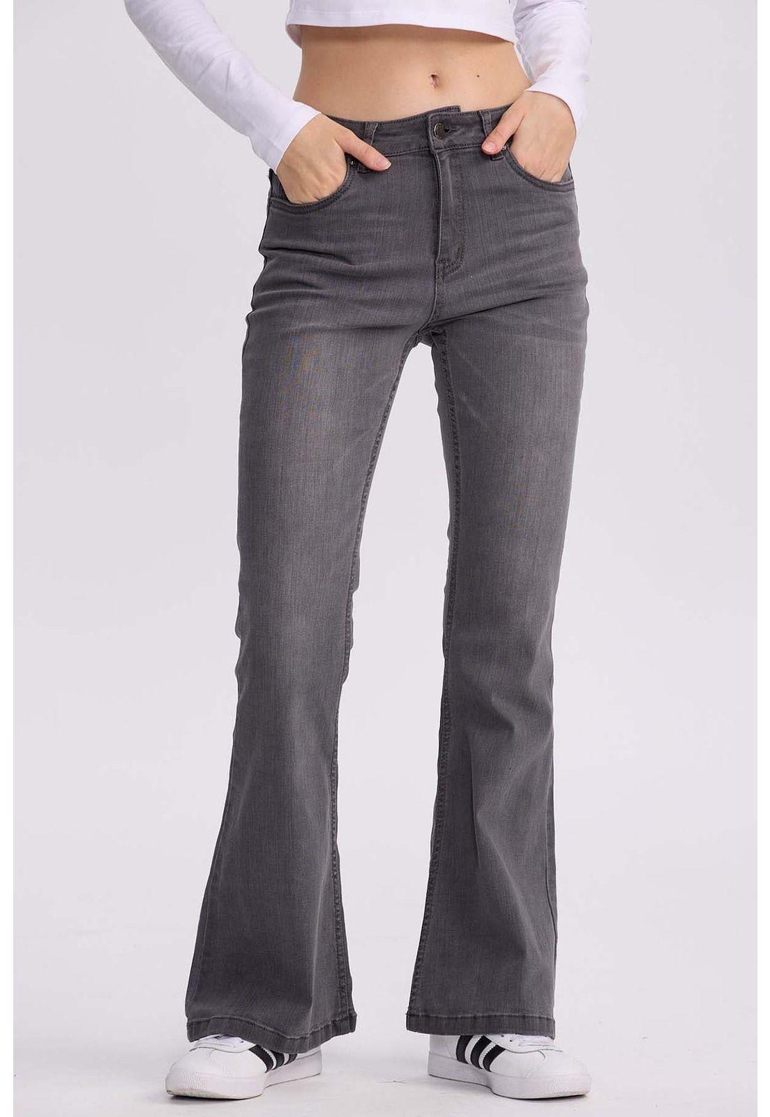 Jeans Mujer Flare Vale Gris Oscuro-0