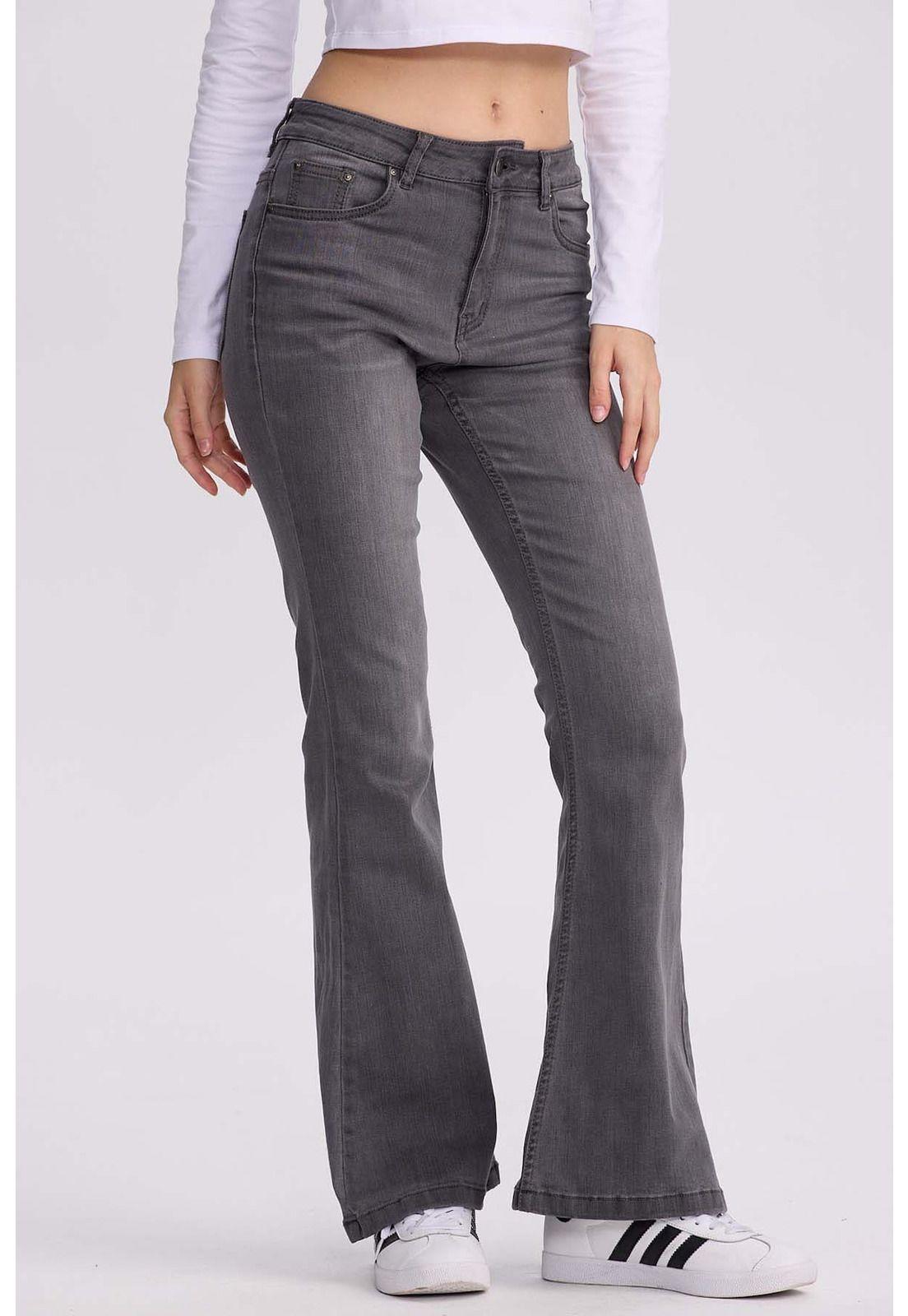 Jeans Mujer Flare Vale Gris Oscuro-1