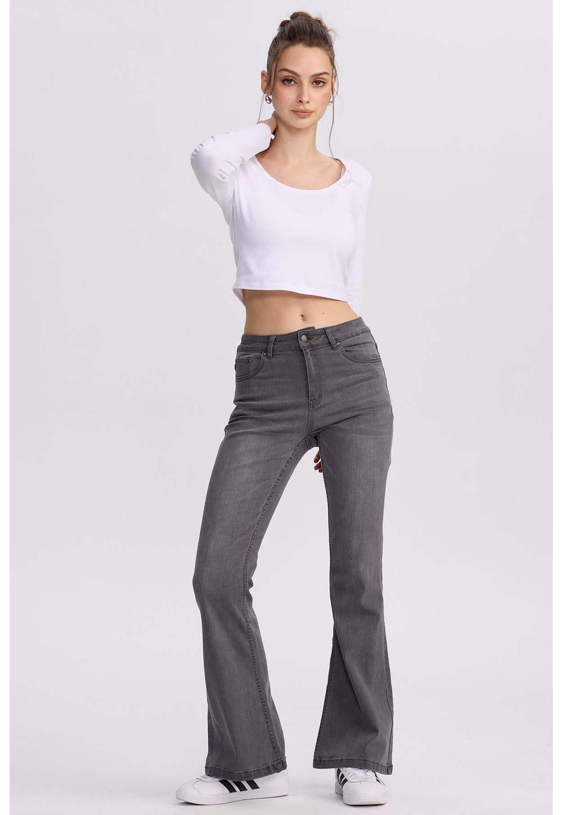 Jeans Mujer Flare Vale Gris Oscuro-3