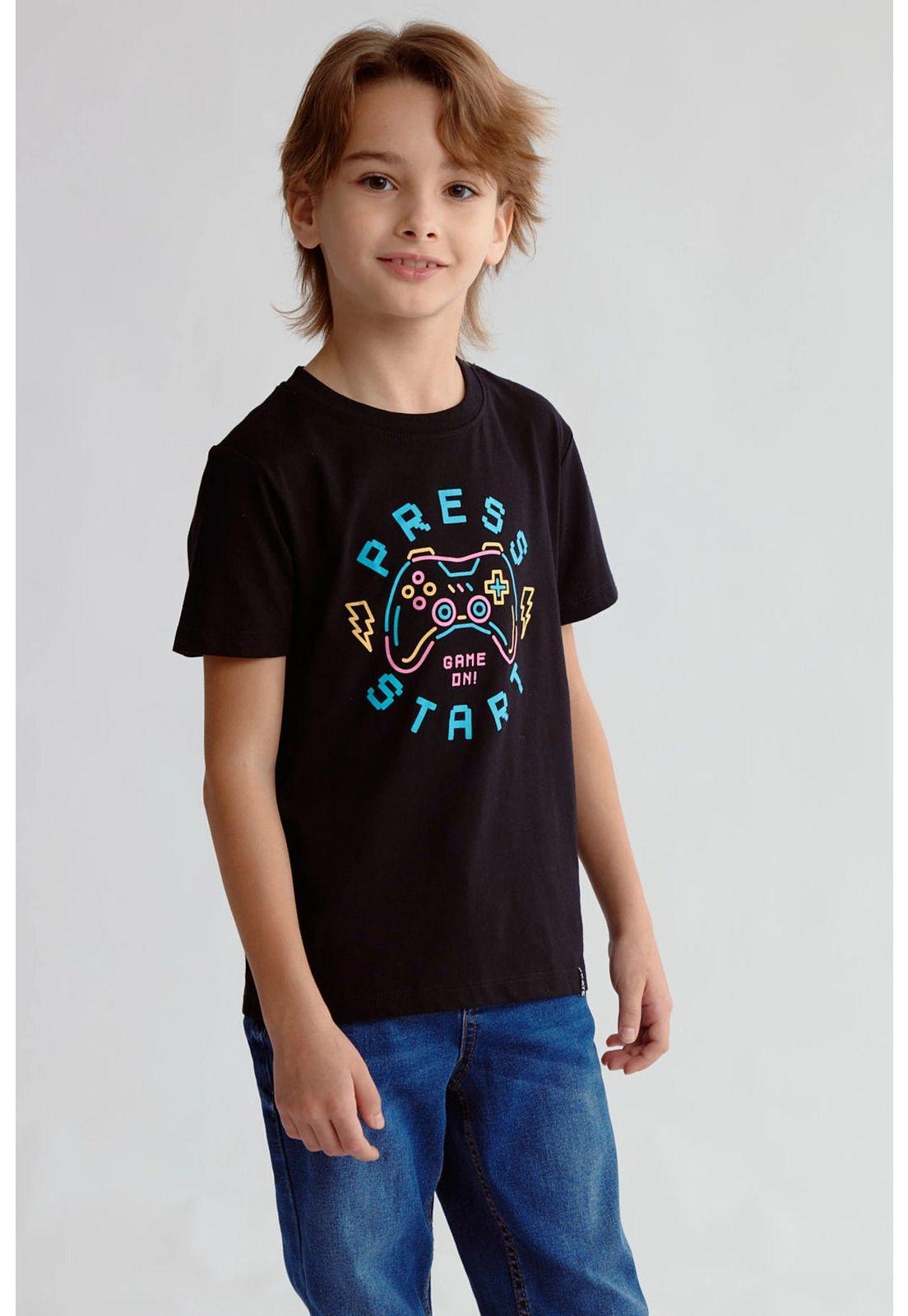 Polera Niño Básica Estampada Negro - lll-1