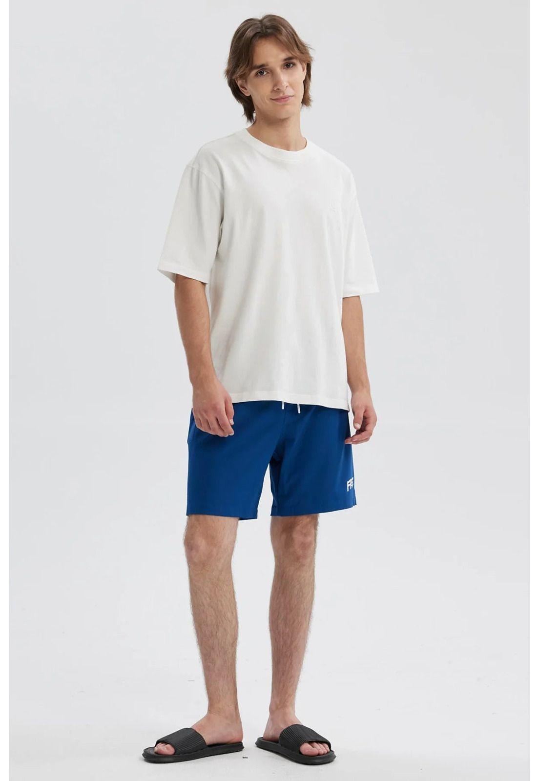 Short De Baño Hombre Liso Azul-3