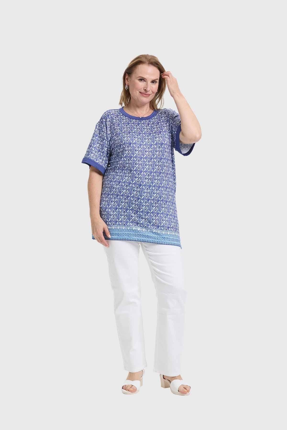 Polera Mujer Print Azul-3